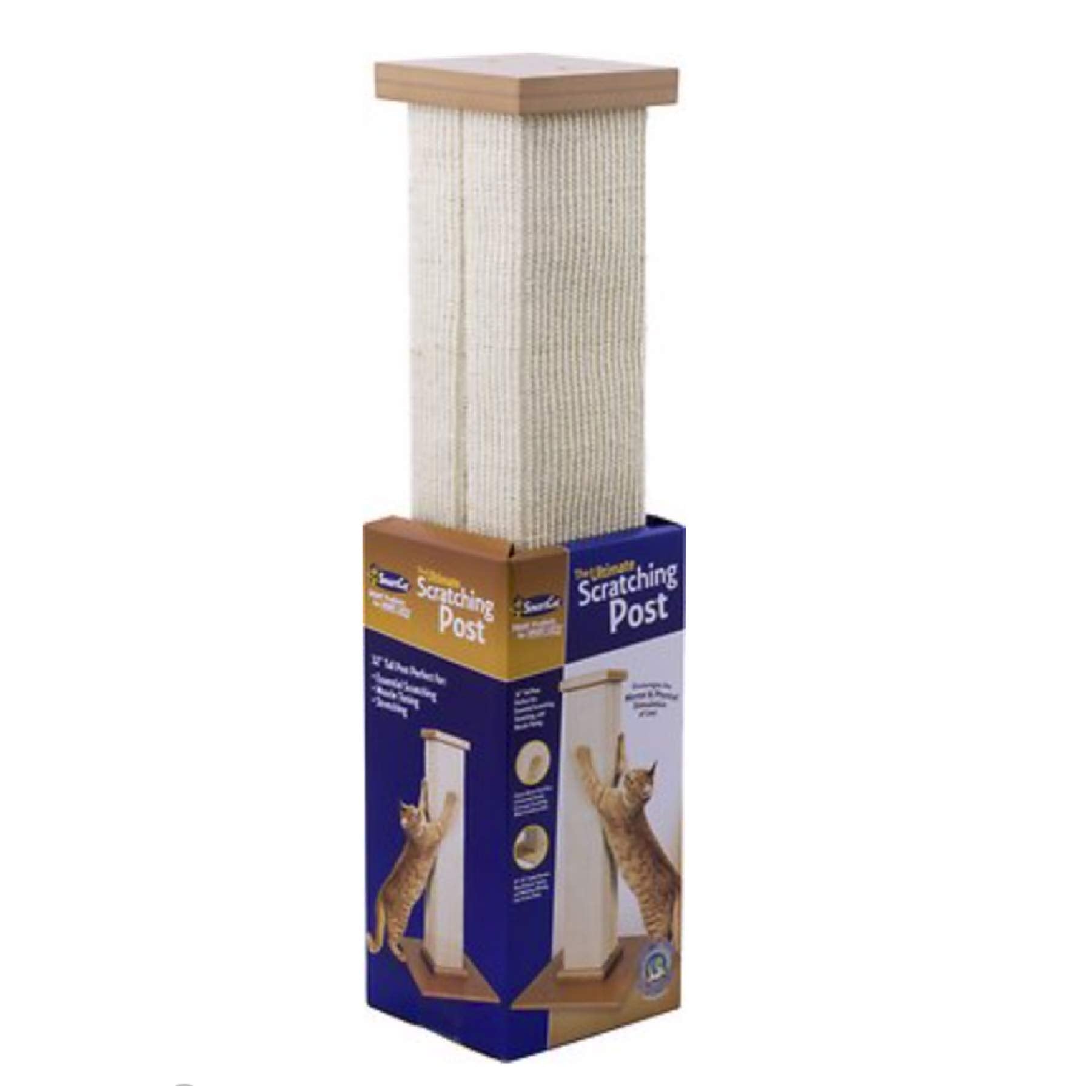 SmartCat Ultimate Scratching Post - Beige, Large 32 Inch Tower - Sisal Fiber, Simple Design - For All Cats