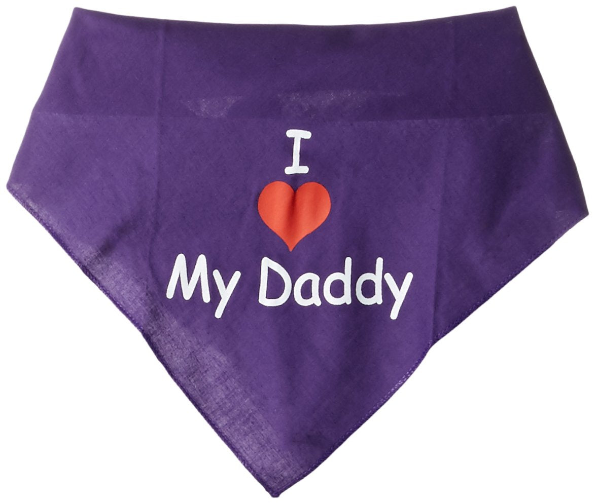 Mirage Pet Products I Heart My Daddy Screen Print Bandana for Pets, Large, Purple