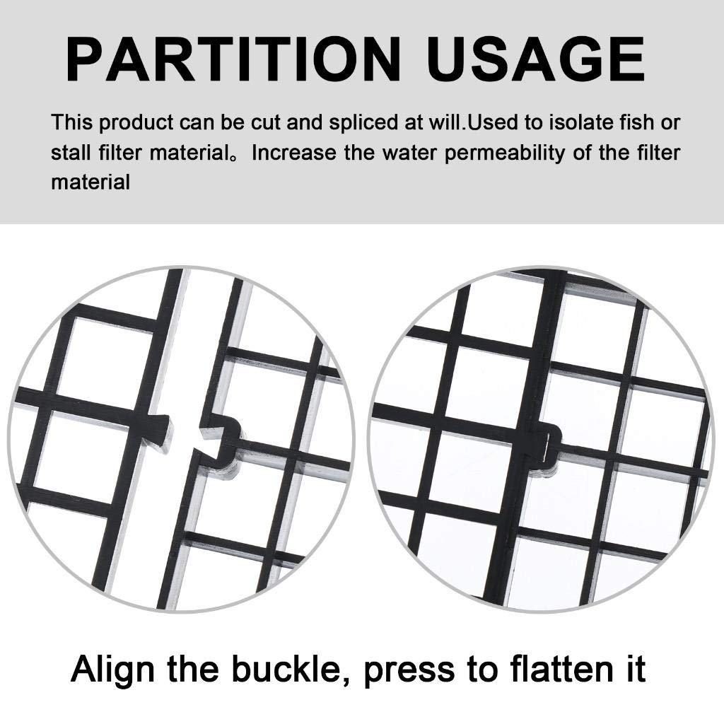 6 Pcs Aquarium Fish Tank Divider Plastic Egg Crate Aquarium Filter Bottom Tray Grid Isolation Board Partition Net Pane Separator For Mixed Breeding Light Diffuser,8 Pcs Sucker Clips Suction Cups,Black