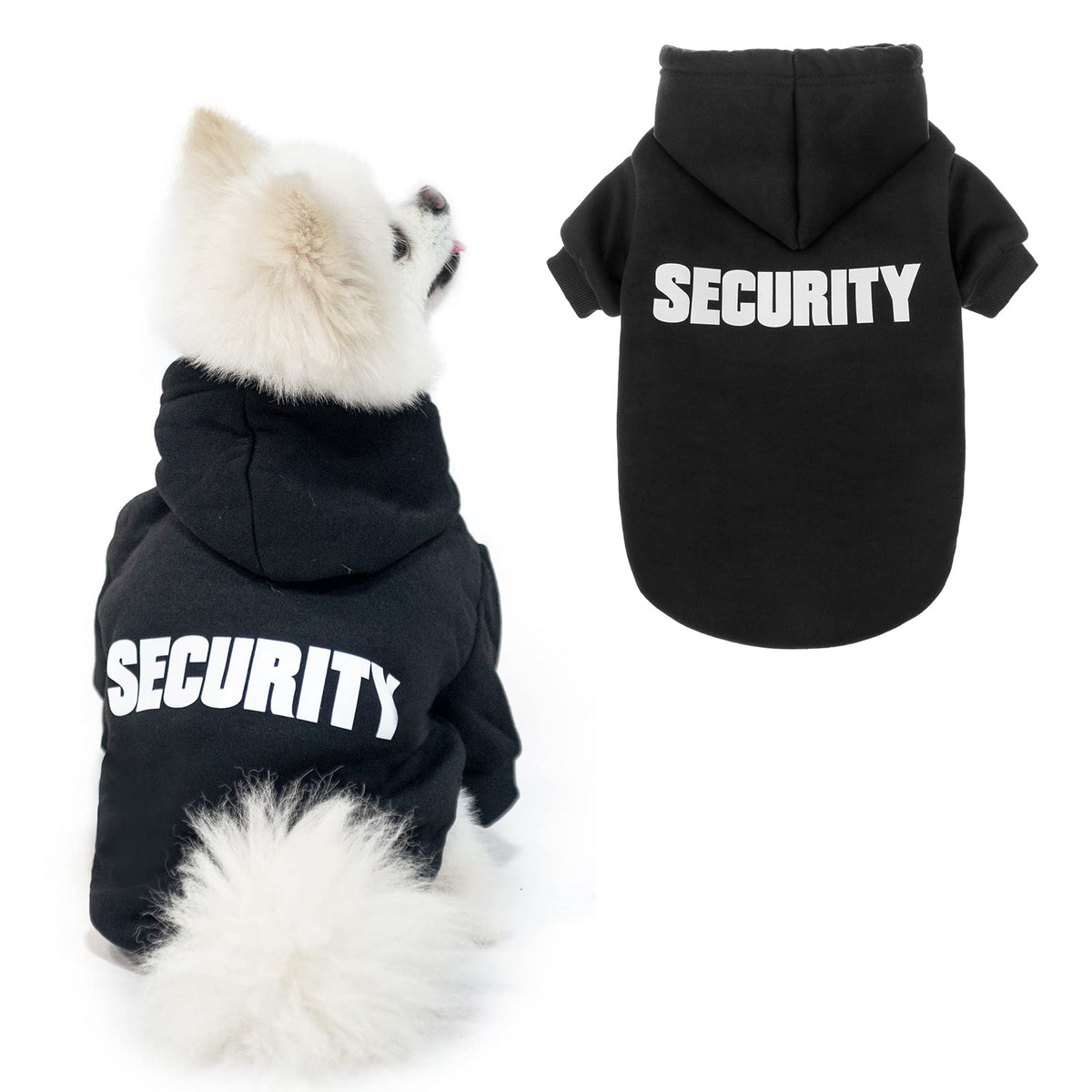 Dog Hoodie Pet Clothes - Security Printed Pet Sweaters With Hat Soft Cotton Coat Winter For Small Medium Large Dogs Cats