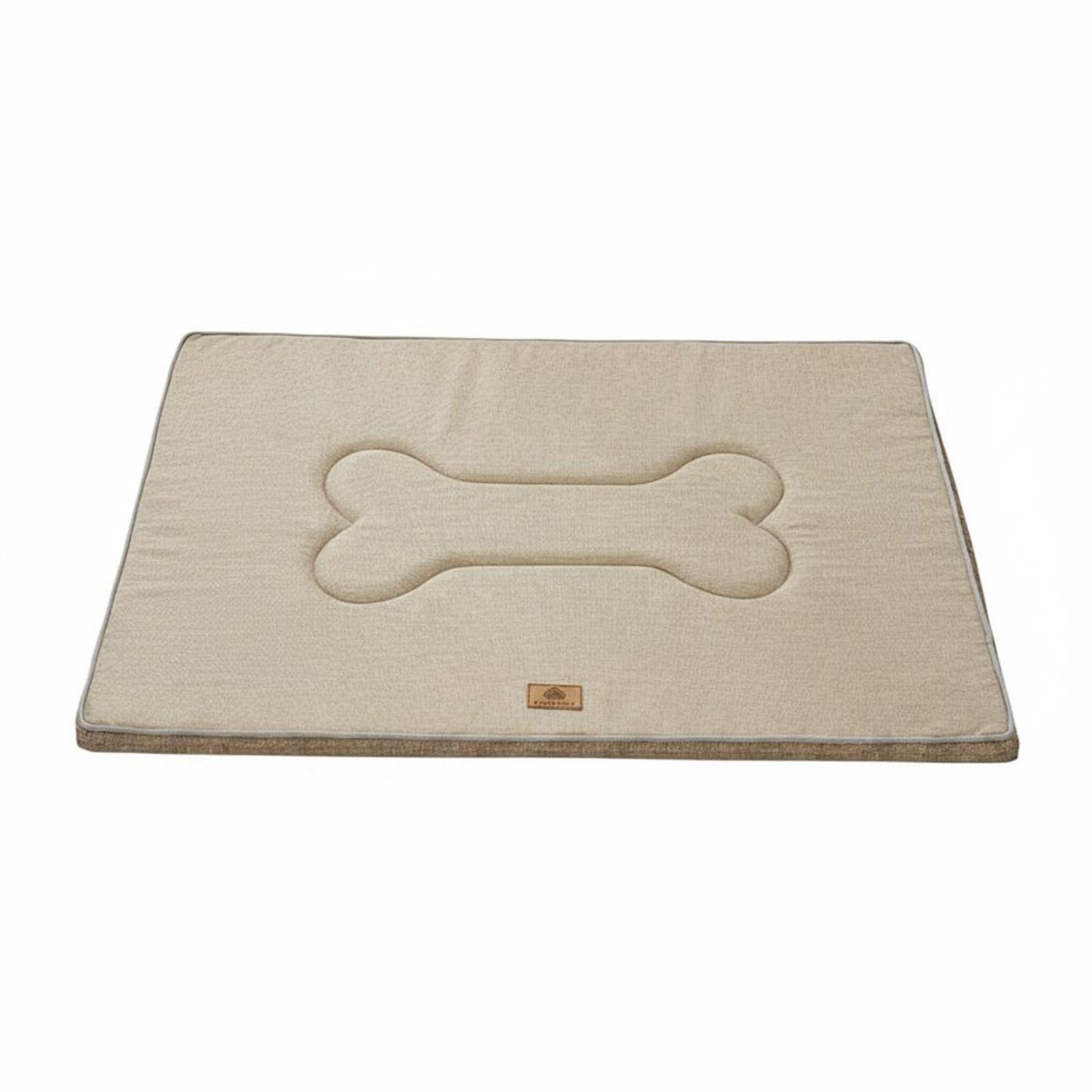 LOOM TREE AllSeason Use Cooling Pet Mat Scratch Resistant NonSlip Pet Sleeping Pad for Dogs, Cats, XL, Khaki Linen 3D Mat | Pe