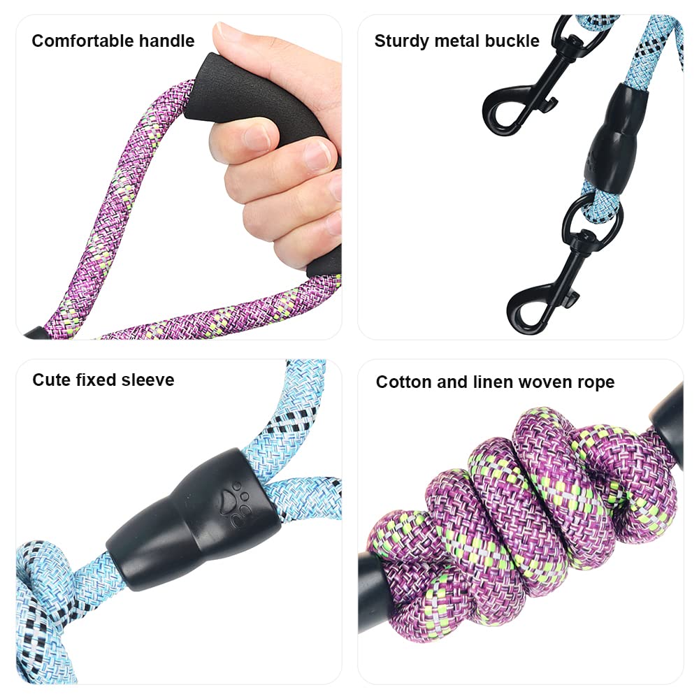 Dual Dog Leash, Reflective Heavy Duty Two Dog Leash For Small Medium Large Dogs, 2 Dog Leashes, 360 Swivel Tangle Free With Comf