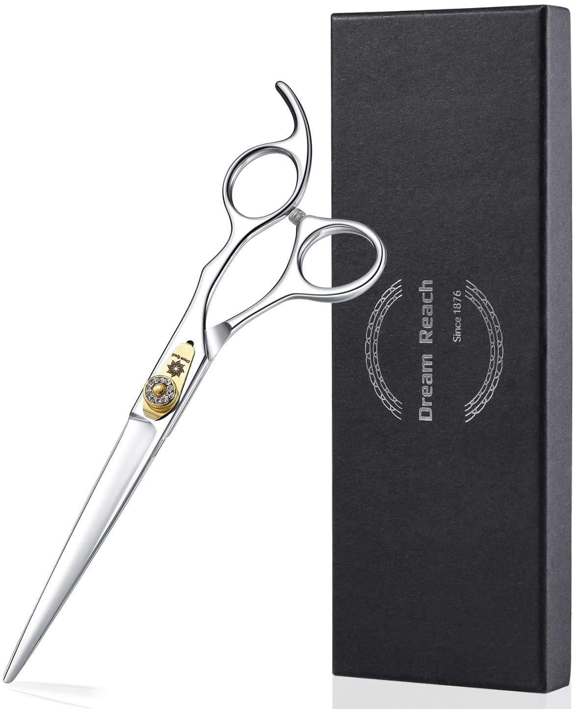 Dream Reach Professional Dog Grooming Straight, Curved, Thinning/Blending/Chunking Scissors Kit, Jp-440C Stainless Steel Pet Cat Hair Cutting/Trimming Shears (7 Inch-Straight Scissors)