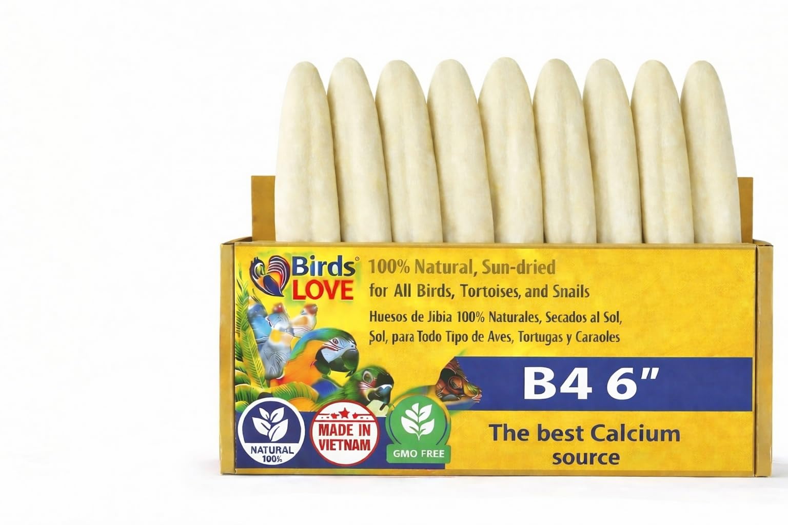 Birds LOVE 5.5-6 Cuttlebones for Birds - 100% Natural Sun-Dried Calcium Carbonate Mineral Supplement - for Parakeets