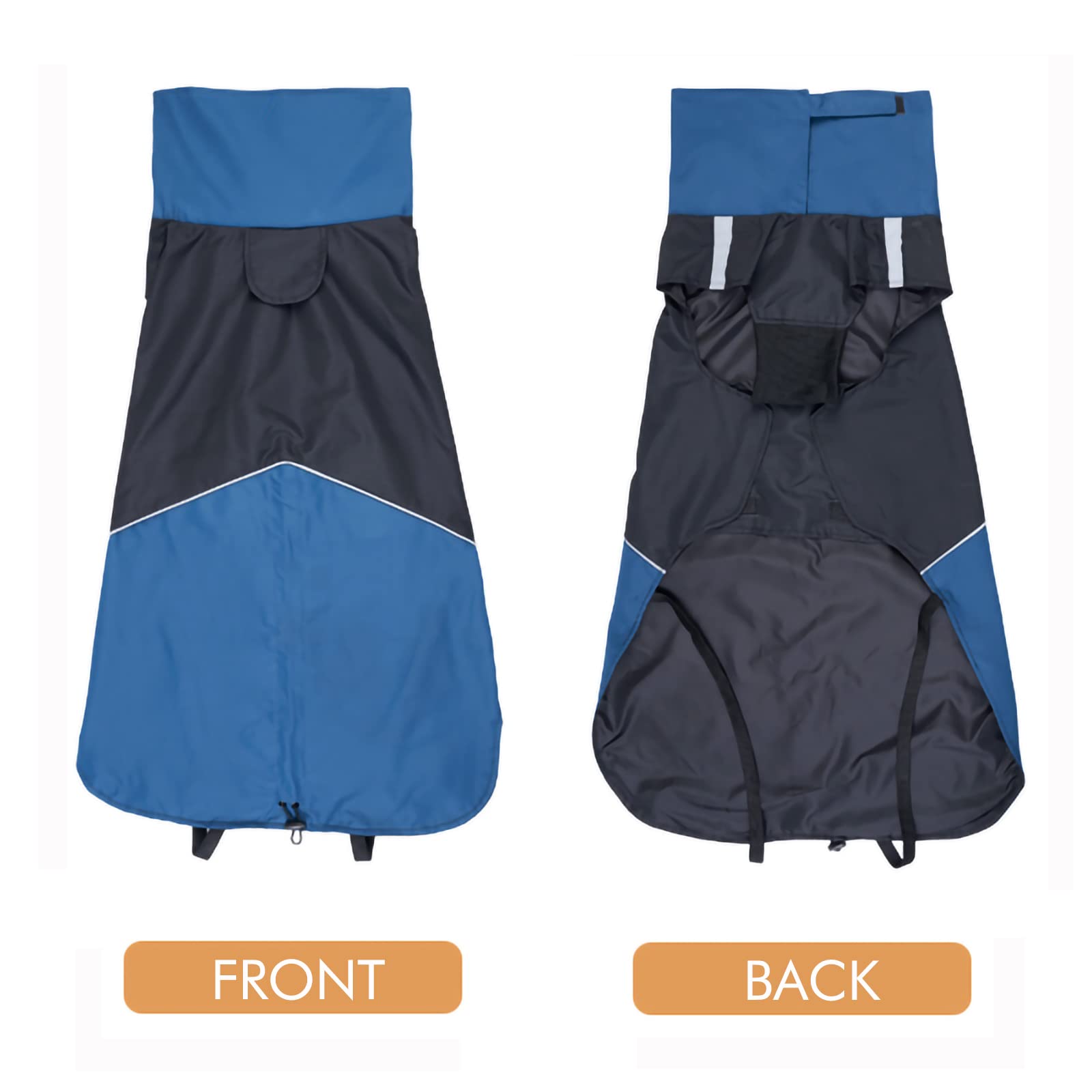 Windproof Dog Winter Jackets - Outdoor Coats With Waterproof Protection, Cold Weather Coats For Dogs, Blue Black Xxxl