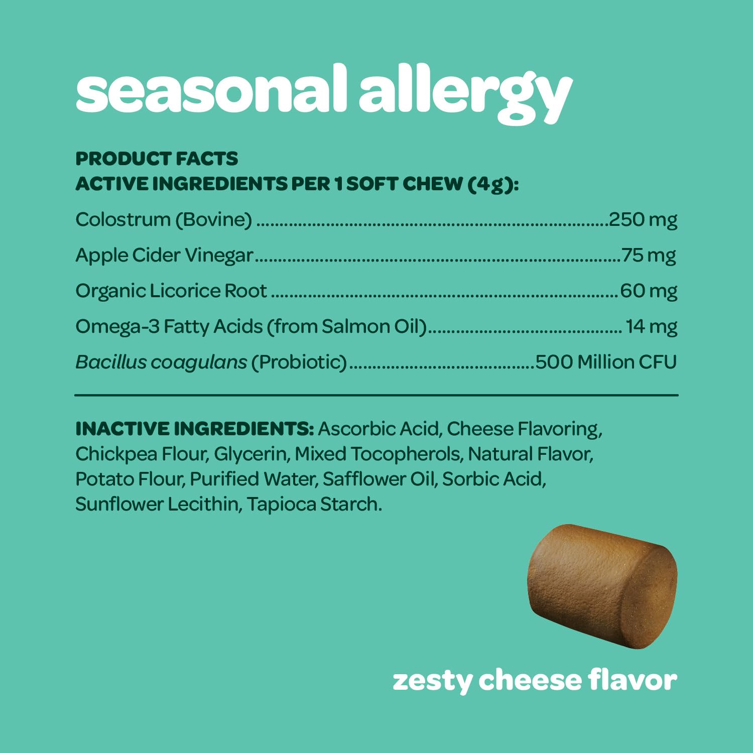 Dog Allergy Chews with Probiotics | Seasonal Allergy Chews for Dogs with Wild Alaskan Salmon Oil & Colostrum | Environmental Dog