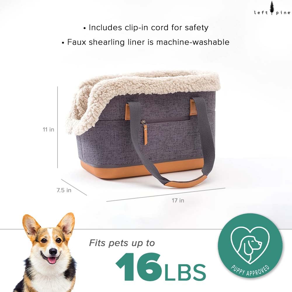 Leftpine X P.L.A.Y. Deluxe Dog Carrier Purse - Soft Sided Pet Travel Tote For Small Dogs, Puppies With Built-In Safety Leash - M