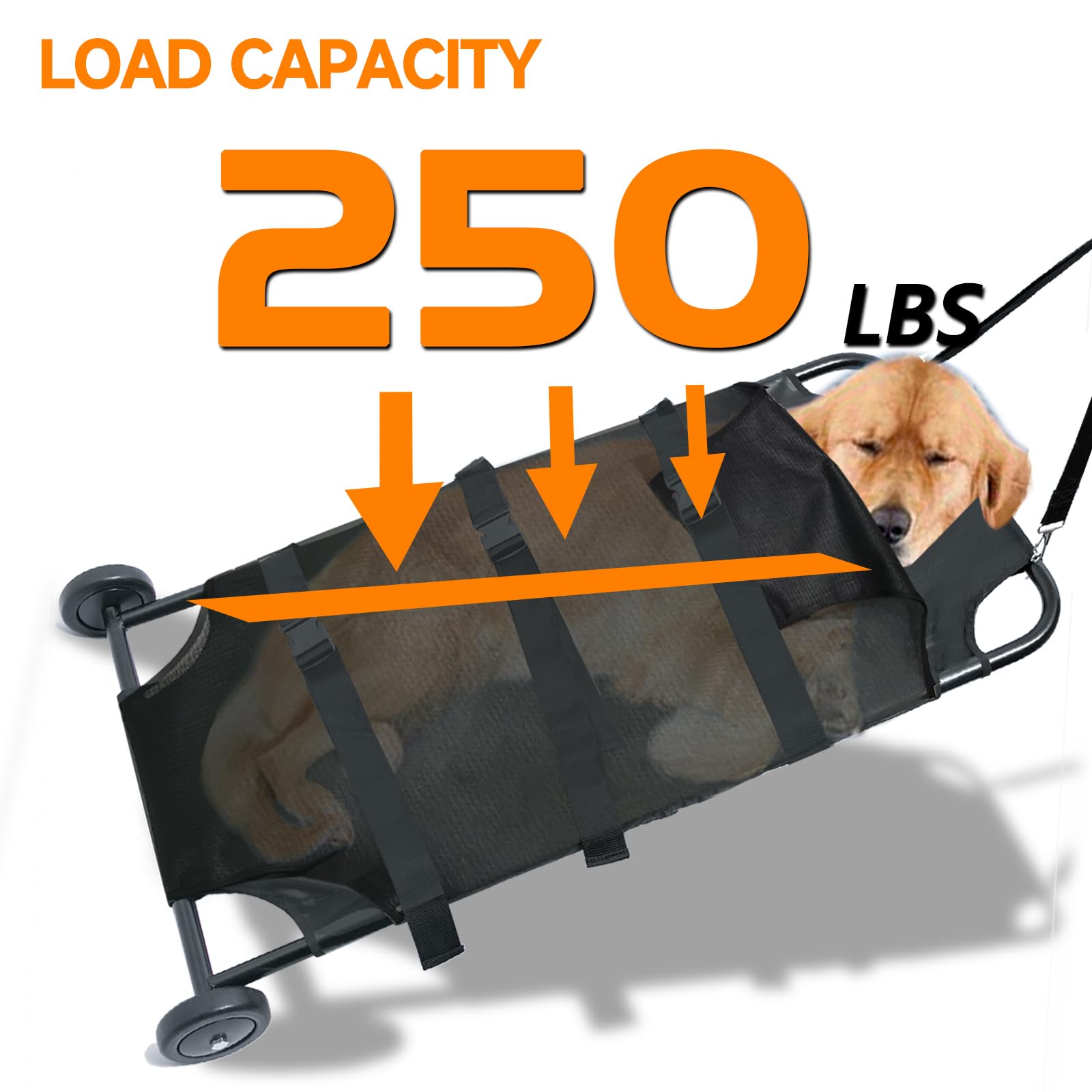 Bridiof 250Lbs Dog Stretcher For Large Dogs, 48X26 Inch Dog Trolley With Noiseless Wheels, Dog Emergency Carrier Gurney, Veterin