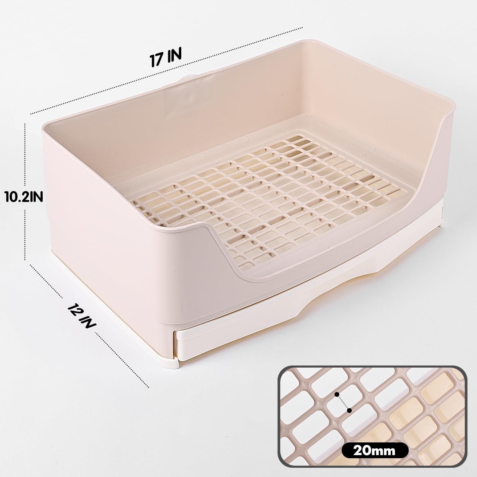 Yuoaes Large Rabbit Litter Box Bunny Potty Training Corner Litter Pan with Drawer Comes with Liners Rabbit Pee Pads, Small Anima