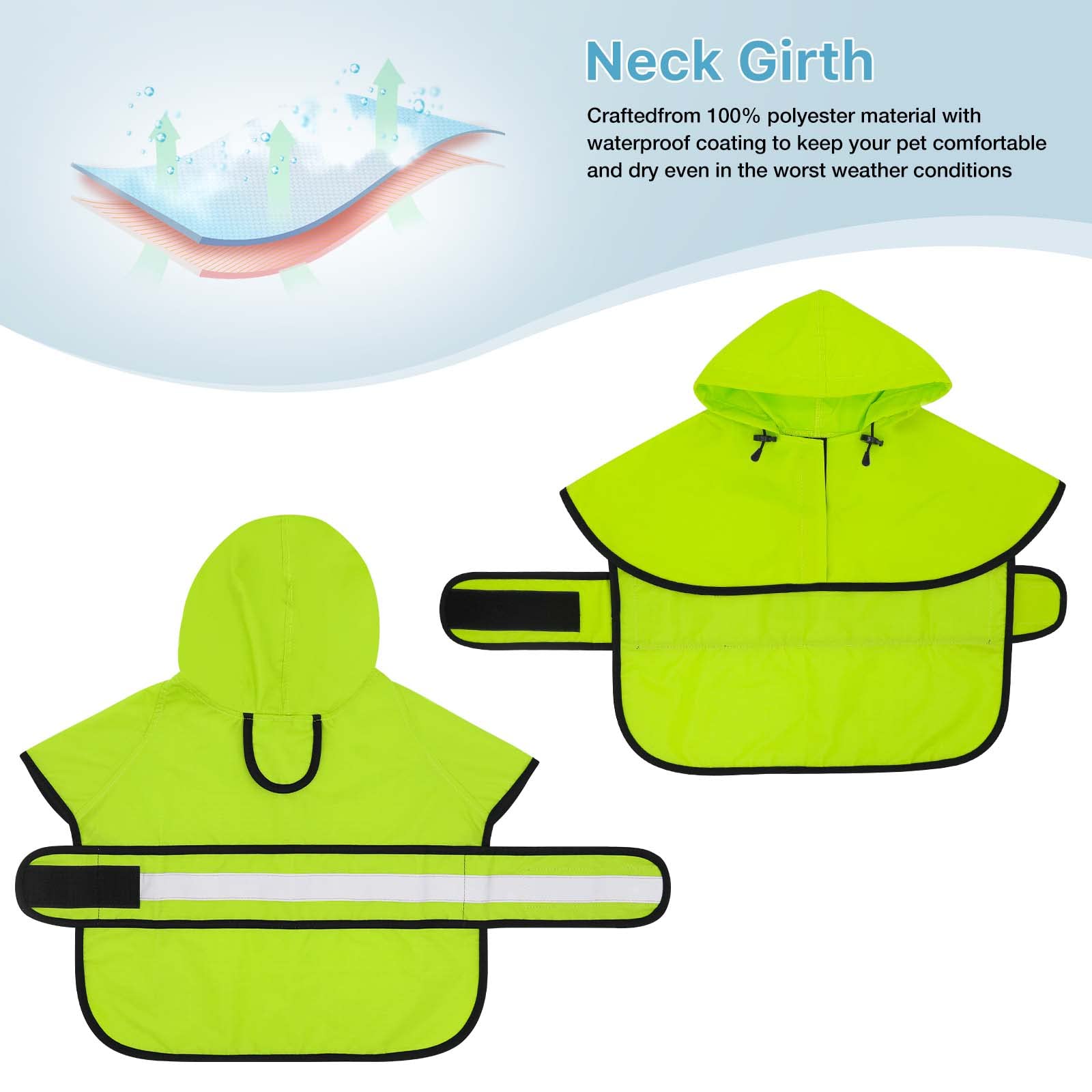 Dolitego Dog Raincoat - Reflective Dog Rain Coat, Waterproof Dog Jacket, Adjustable Dog Rain Jacket With Hoodie, Lightweight Dog Poncho Slicker For Small Medium Large Dogs (X-Large, Green)