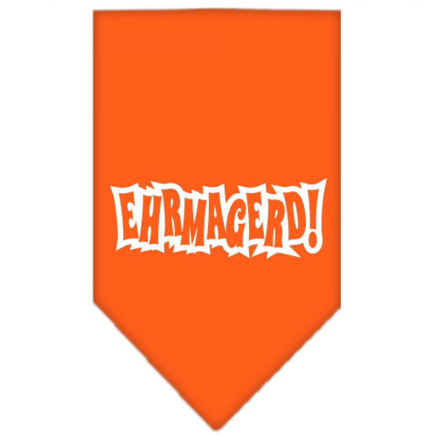 Pet and Dog Bandana Screen Printed, &quot;Ehrmagerd!&quot; Orange Small