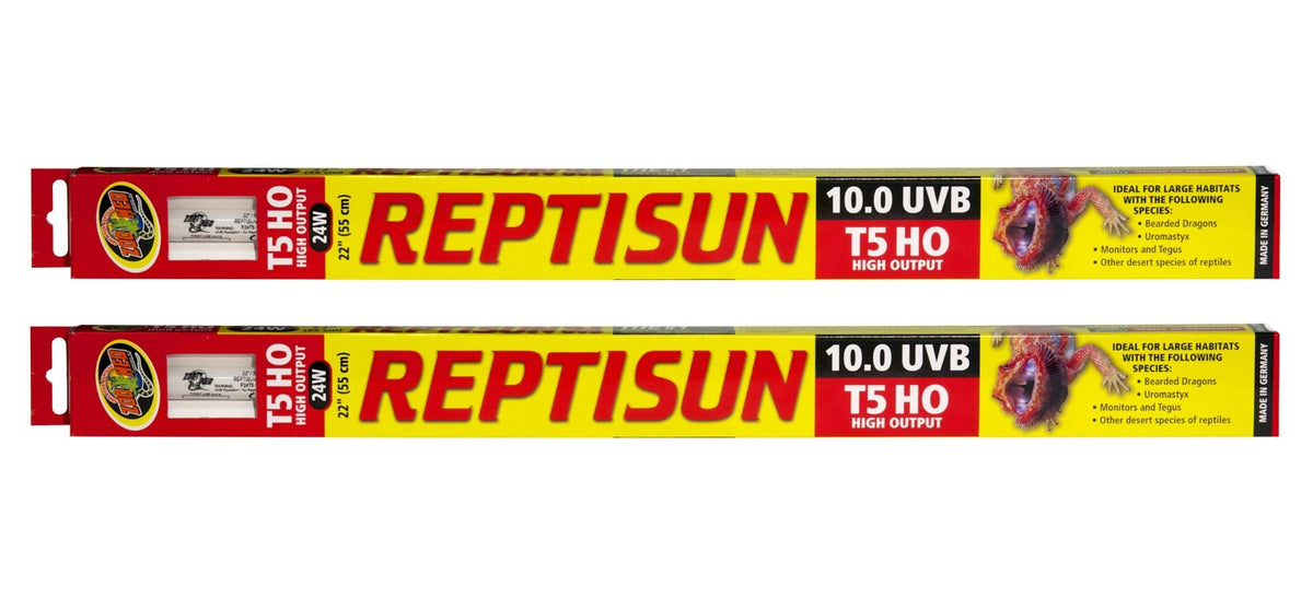 Zoo Med 2 Pack Of T5 Ho Reptisun 10.0 Uvb Daylight Lamps