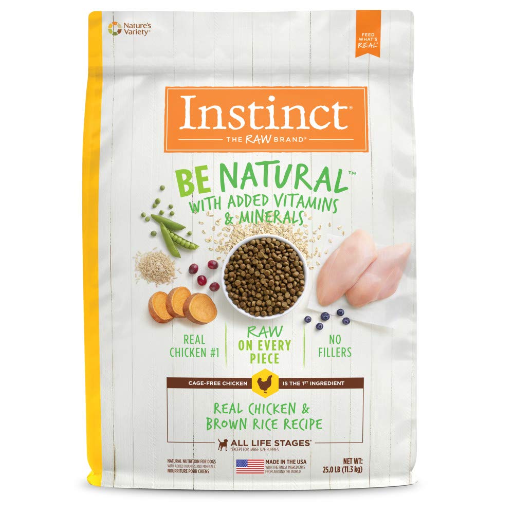 Instinct Be Natural, Natural Dry Dog Food, Raw Coated Kibble - Real Chicken & Brown Rice, 25 lb. Bag