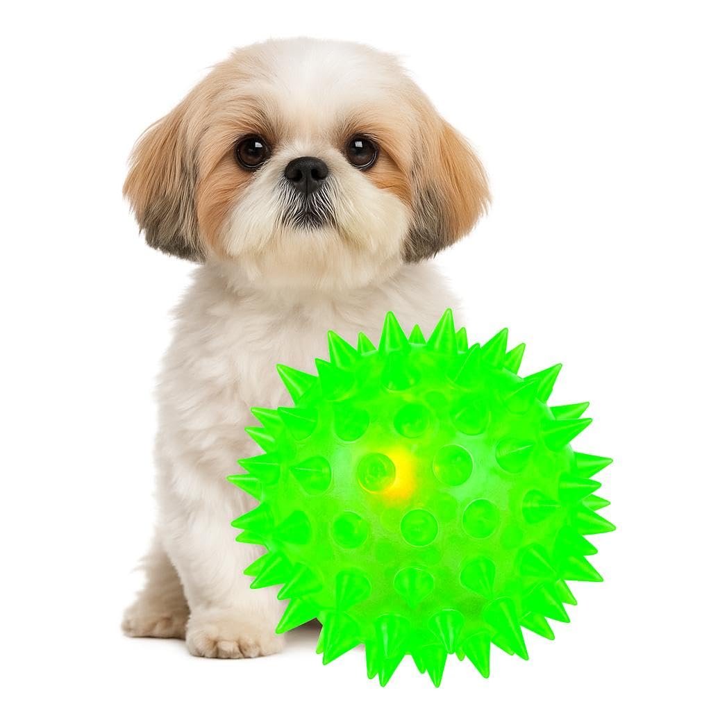 WAGGYTAILS Premium LED Spiked Squeaky Ball for Dogs (Made in U.A.E)  Durable Rubber Pet Toy for Chewing, Fetch & Play | LightU