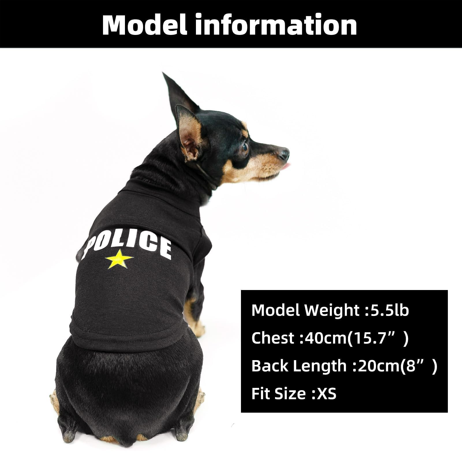 Bingpet Dog Police Shirt, Soft Cotton Pet Summer T-Shirt For Small To Large Dogs, Puppy Cat Vest Clothes For Dogs Boy Girl