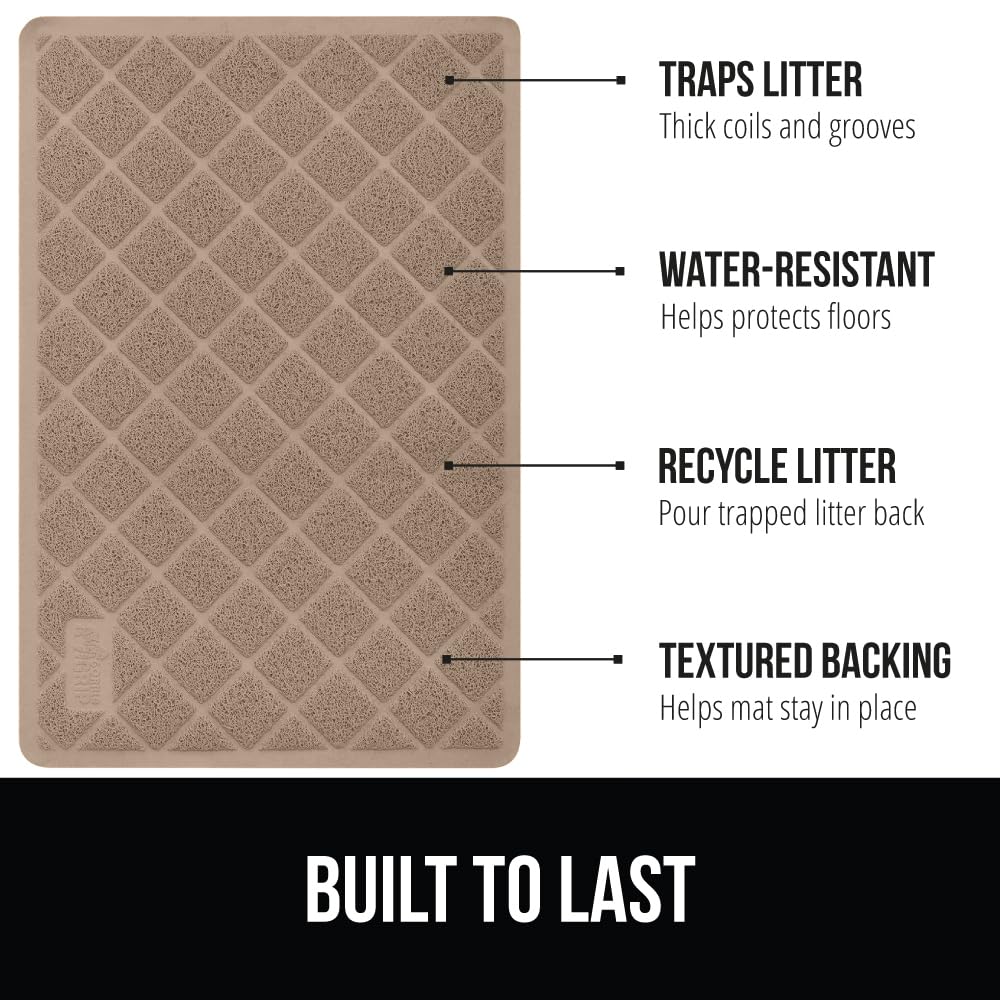 The Original Gorilla Grip Water Resistant Cat Litter Box Trapping Mat 2 Pack, 35X23, Easy Clean, Textured Backing, Traps Mess Fo