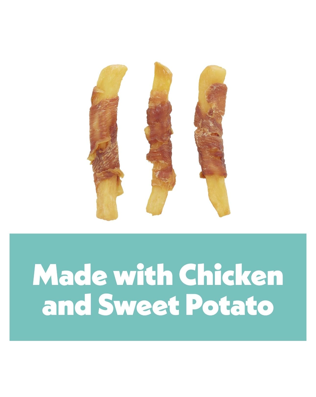 Wiggles & Wags Twists Dog Treats, Chicken & Sweet Potato, Soft and Chewy, 16 oz, with DN Essentials Bone Shaped Waste Bag Dispen