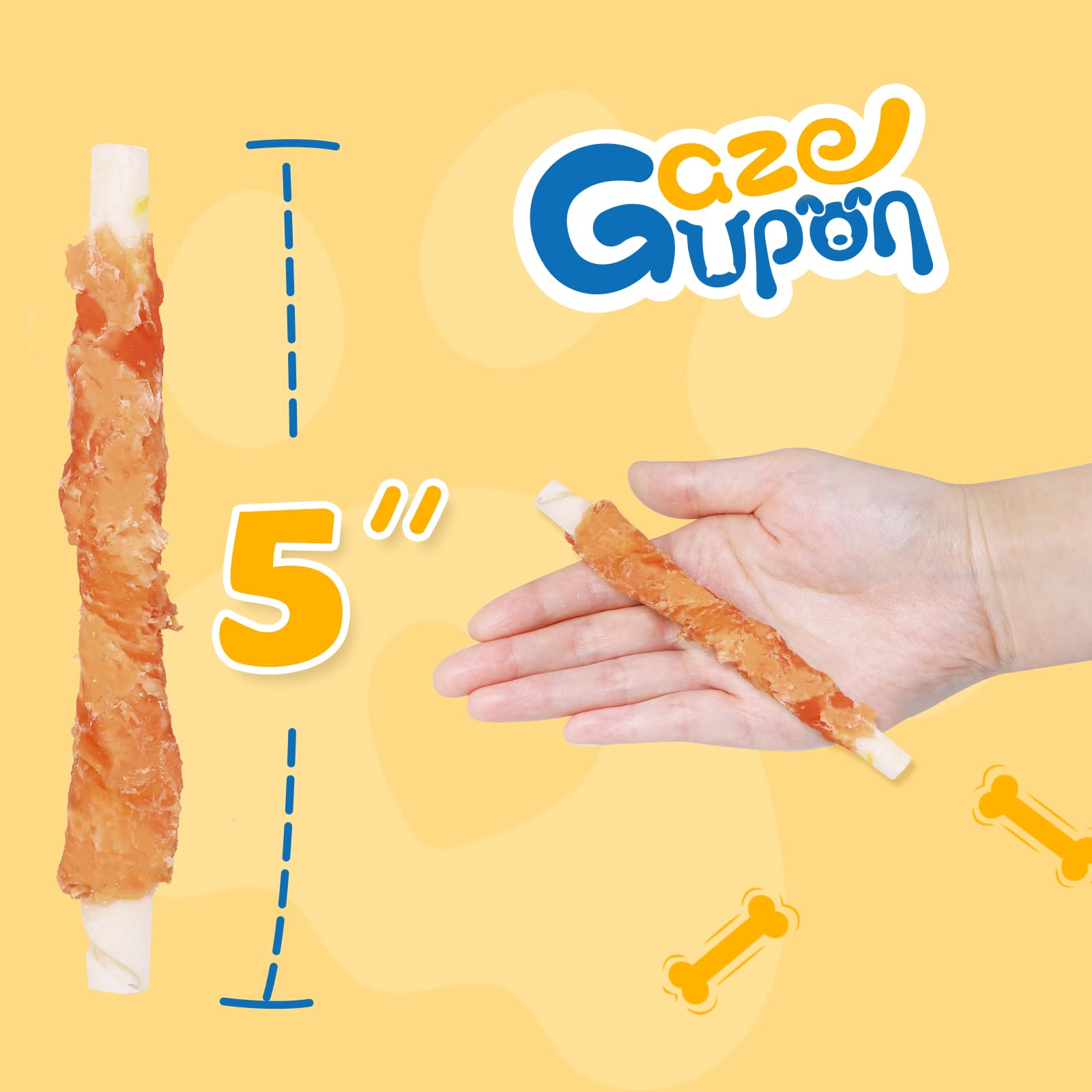 Gazeupon Chicken Wrapped Rawhide Dog Treats,Healthy Training Sticks, Teeth Cleaning Dog Chews w/Glucosamine Chondroitin
