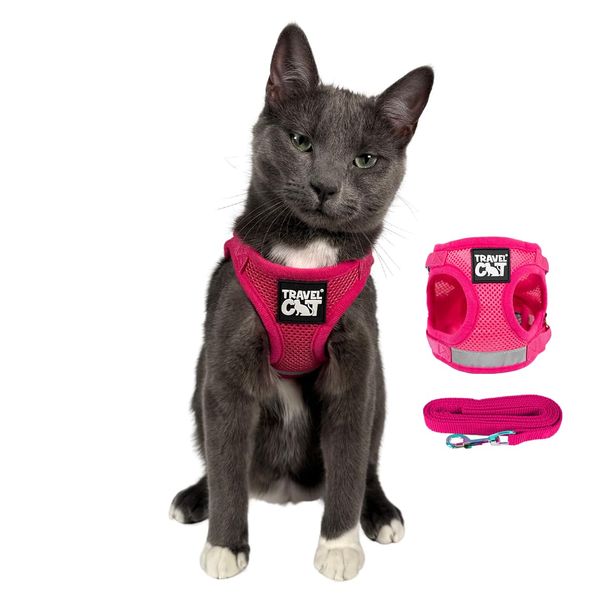 Travel Cat Harness And Leash Set - Adjustable Fit Mesh Cat Harness And Reflective Strap - Comfort Walking Vest For Kitten For Ou