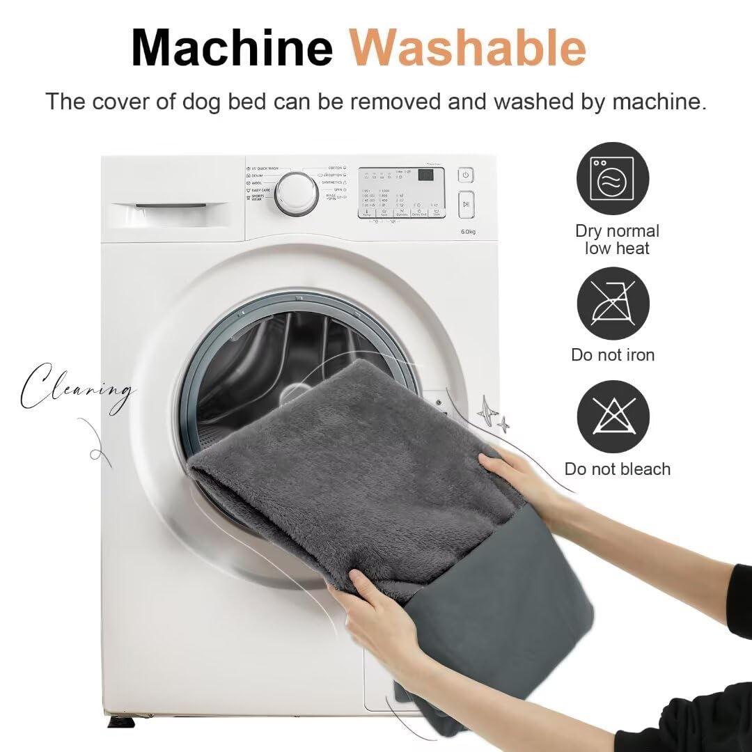 Large Dog Bed Orthopedic Washable: Beds Bolster Xl Bed Big Xlarge Dogs Memory Foam Couch Sofa Waterproof With Removable Cover - Dark Grey