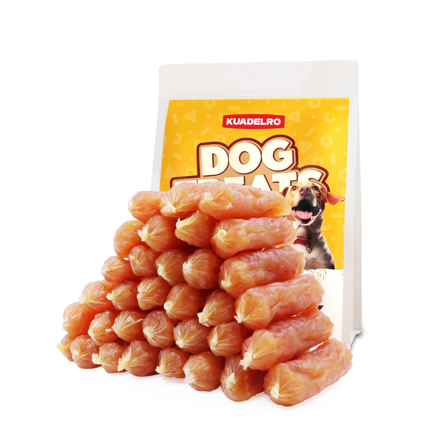 KUADELRO Chicken Sausage Dog Treats, High Protein Chicken Jerky Training Treats Skiny Coat Soft Dog Chews Pet Snacks for Senior 