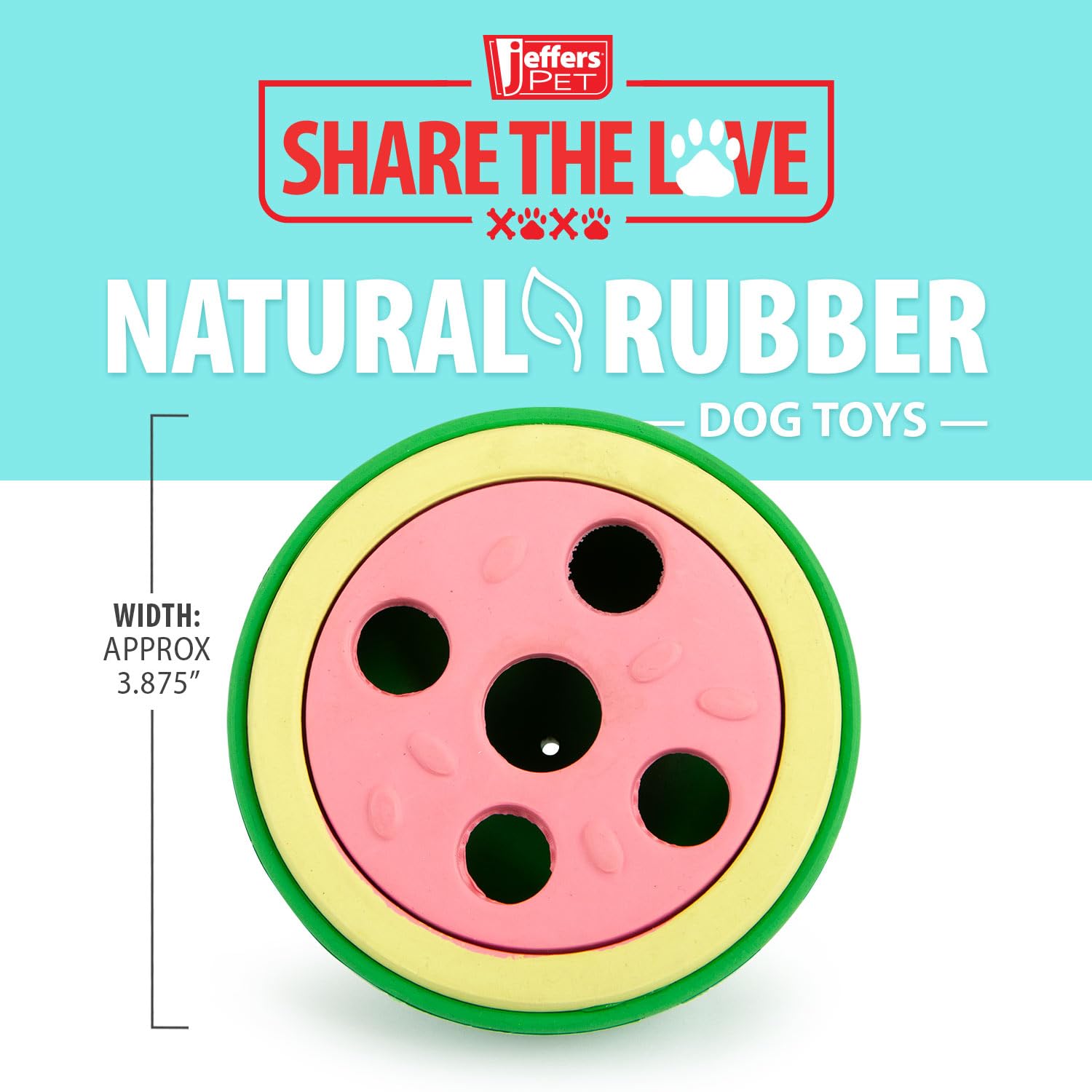 Jeffers Pet Natural Rubber Dog Chew Toy - Watermelon, Small - Treat Dispensing, Vanilla Scent, Durable, Non-Toxic, Dishwasher Sa