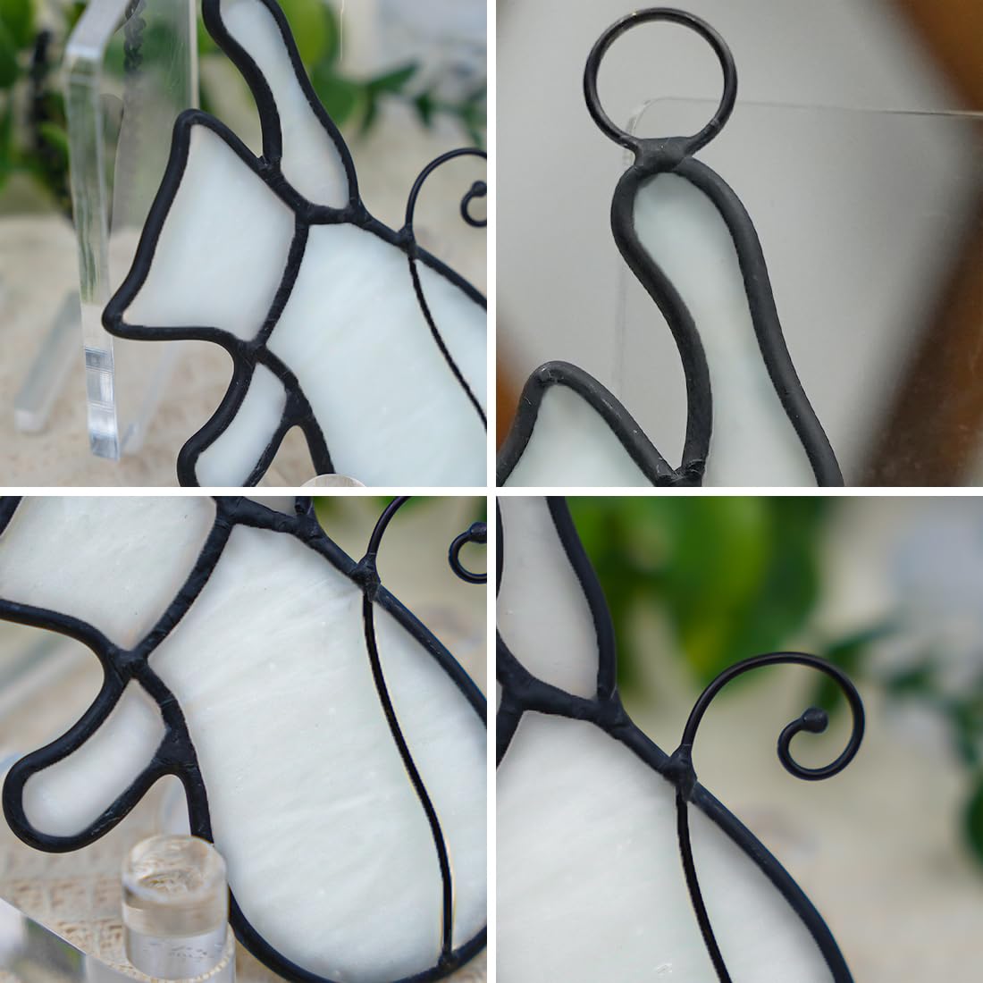 Boxcasa White Cat Decor Stained Glass Window Hanging, Funny Gifts For Cat Lovers, Suncatchers, Themed Decoration For Living Room