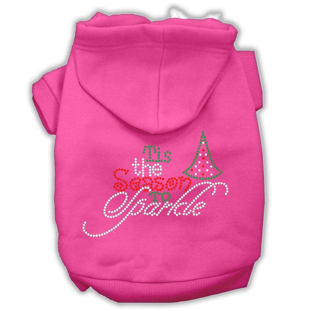 Christmas Pet, Dog & Cat Hoodie Rhinestone, 'Tis The Season To Sparkle' Bright Pink Lg (10-14 Lbs.)