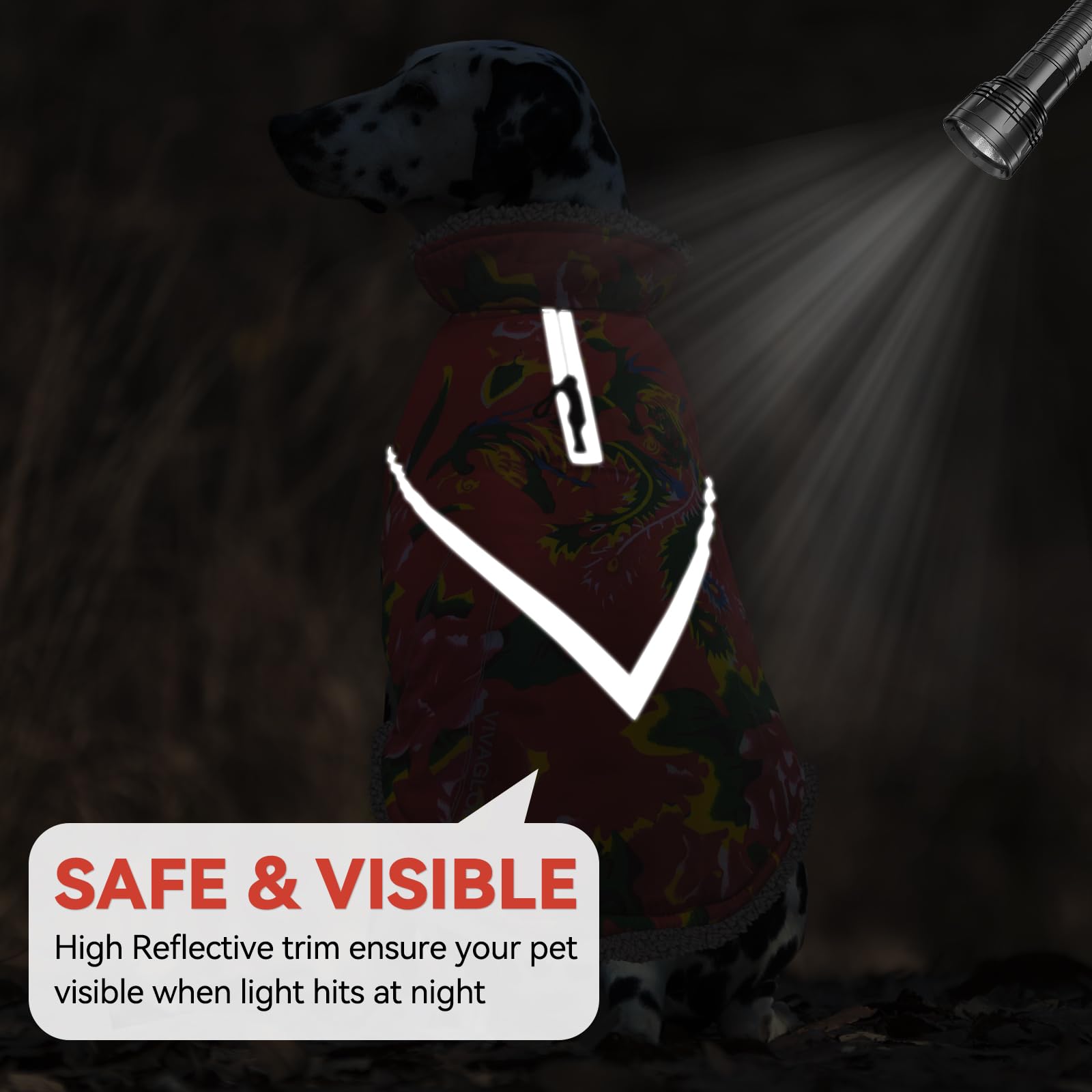 Vivaglory Warm Dog Fleece Vest Jacket With Two-Way Zipper Opening, Pet Jacket With Fleece Lining For Small Pets, Northeast Flora