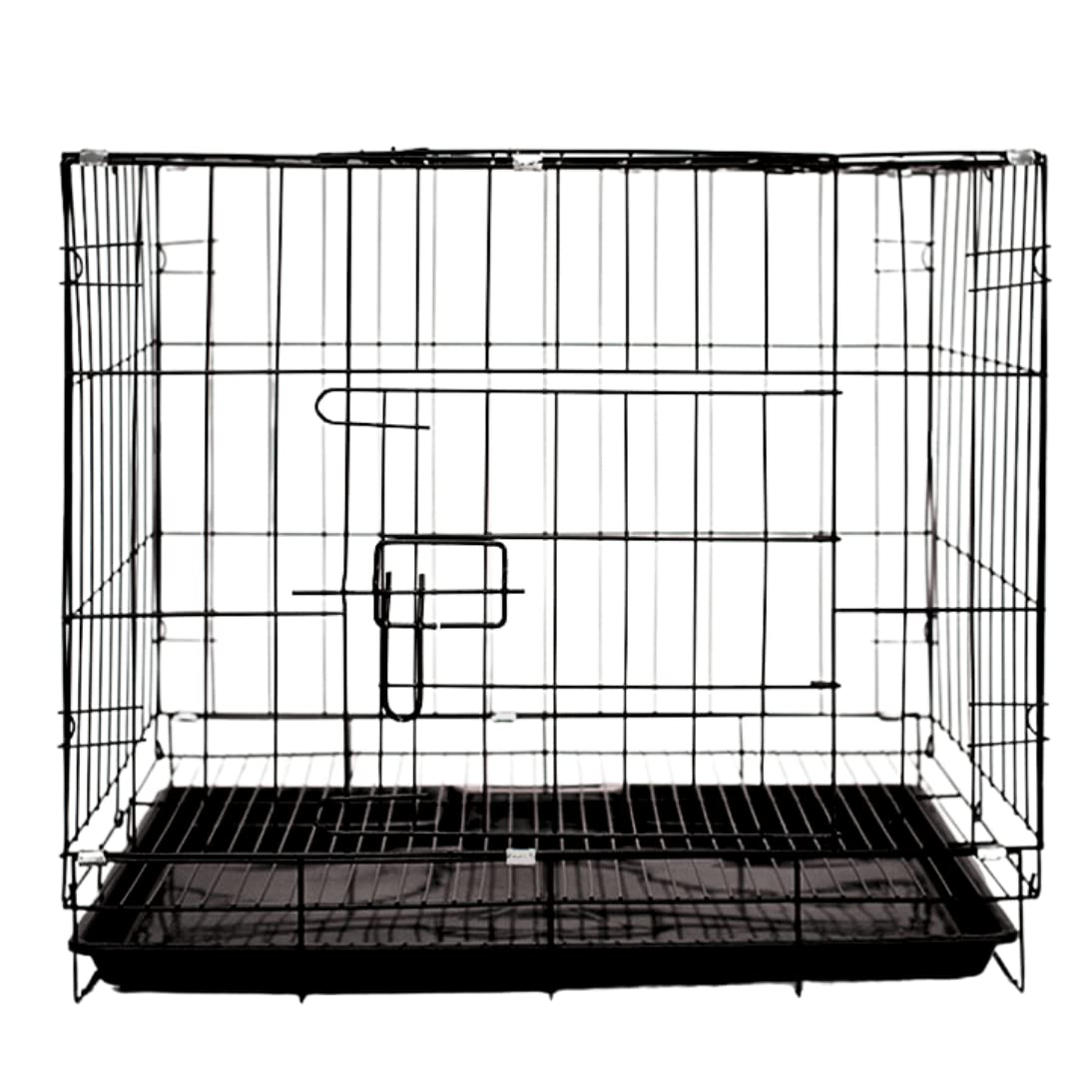 Polipets Steel Pets Cage, 19'X24'X16' Medium Size, For Pets, Heavy Duty Lightweighy Steel Material, Two Doors, With Removable Tray And Easy To Transport, Black