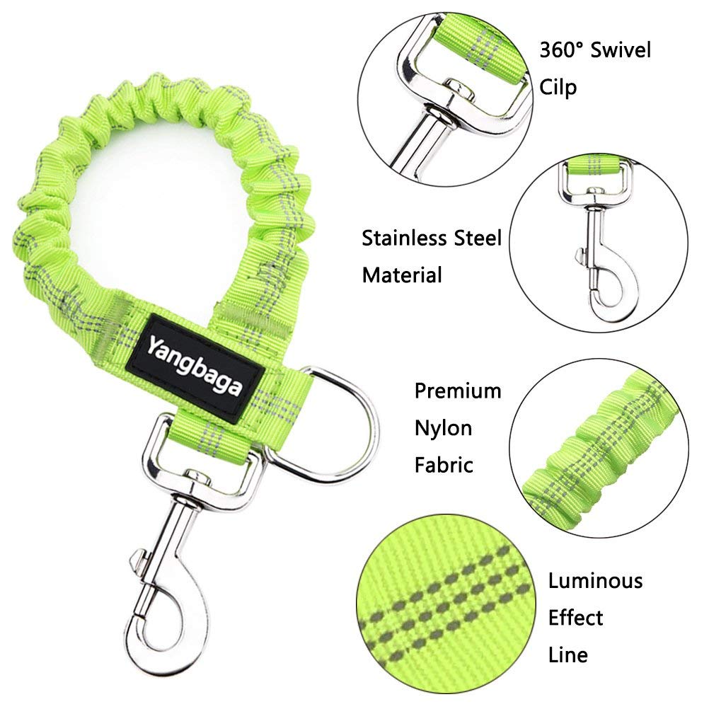 Yangbaga Dog Leash Extender, Shock Absorber Bungee Leash Attachment, Durable Nylon Dog Tie Out Extension With Stainless Steel Sw