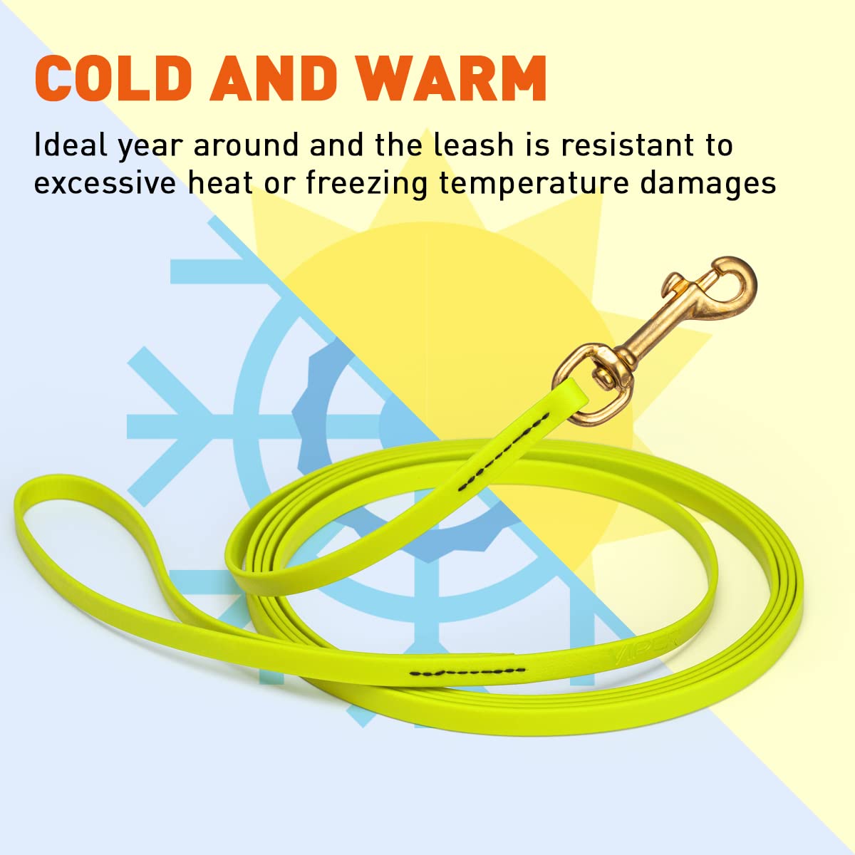 Viper Biothane K9 Working Dog Leash Waterproof Lead For Tracking Training Schutzhund Odor-Proof Long Line With Solid Brass Snap For Puppy Medium And Large Dogs