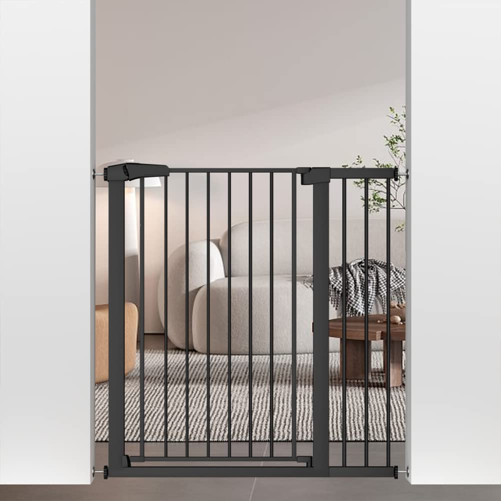 38.5' Extra Tall Pet Gate Pressure Mounted - Walk Through Baby Gates With Door For The House Stairs Doorway - Puppy Doggy Dog Gates Fence Child Safety Gate 37.80'-40.55' Wide