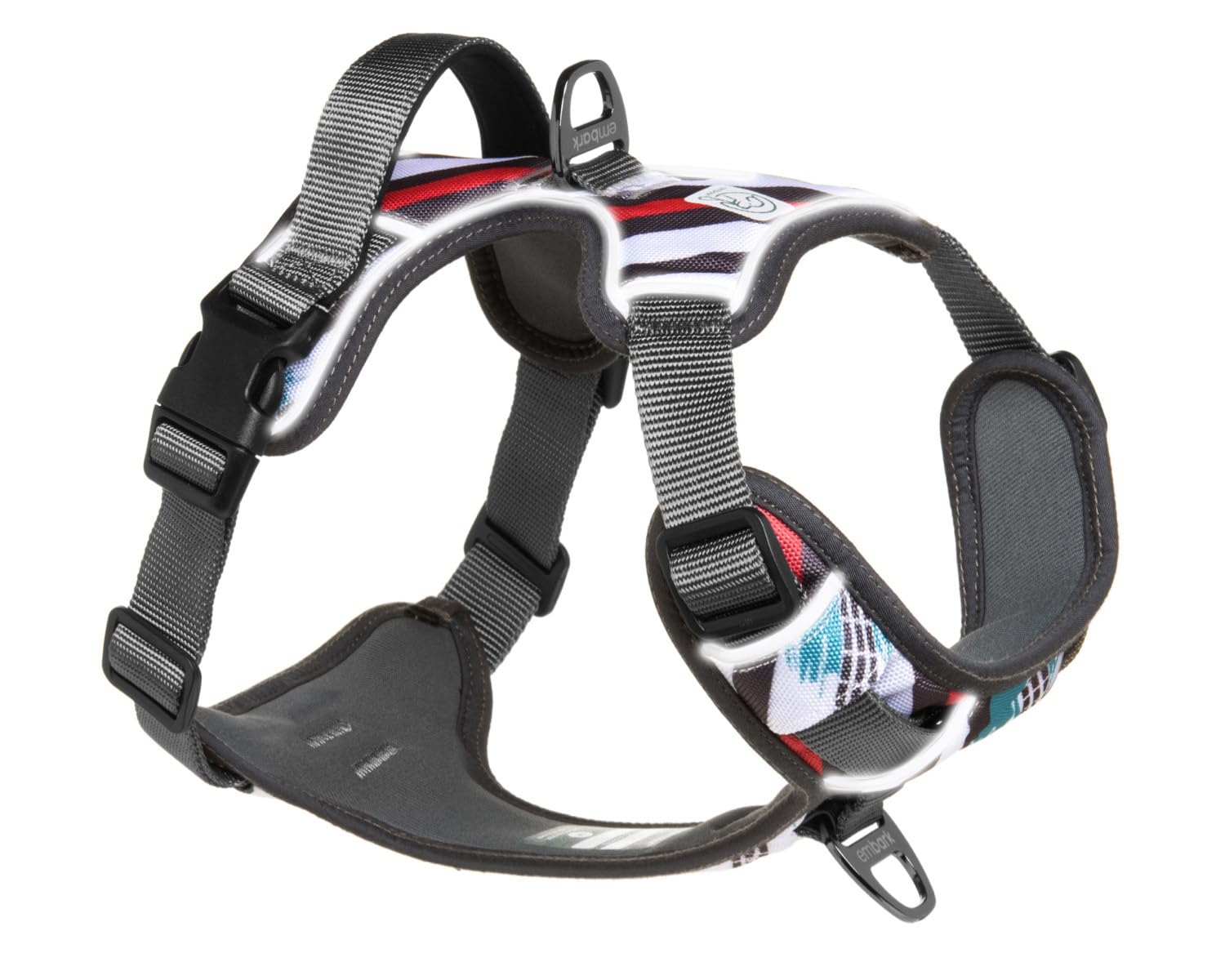 Embark Adventure Dog Harness, Reflective Trim Xl Dog Harness For Extra Large Dogs No Pull - Military Grade Nylon, 2 Leash Clips 