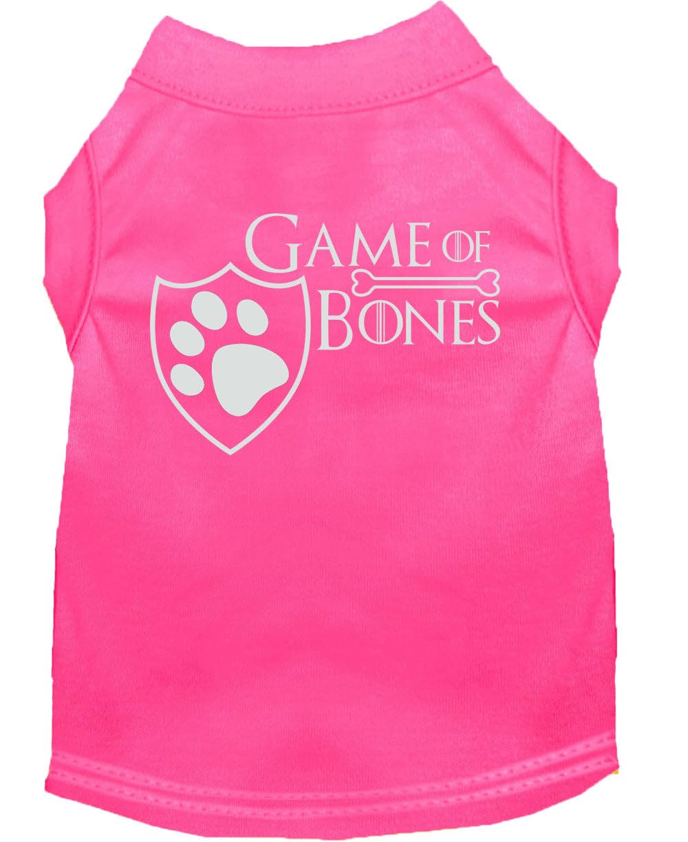 Pet Dog & Cat Shirt Screen Printed, 'Game Of Bones' Bright Pink Sm (3-6 Lbs.)