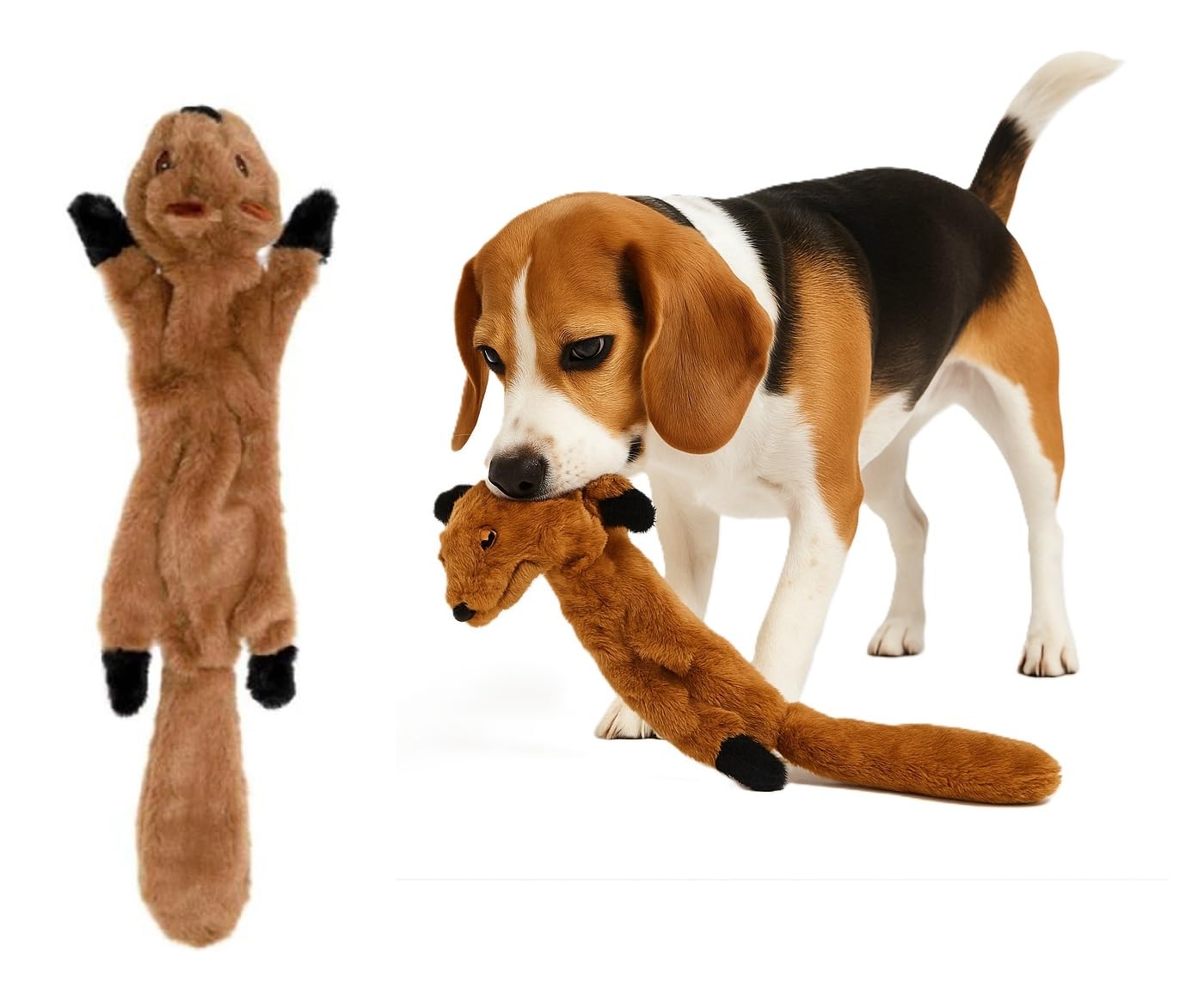 The Pets Company No Stuffing Plush Puppy, Dog Chew Toy Squeaky Crinkle Crackle, Durable Toys for Dogs, Interactive Pet Chew Toys