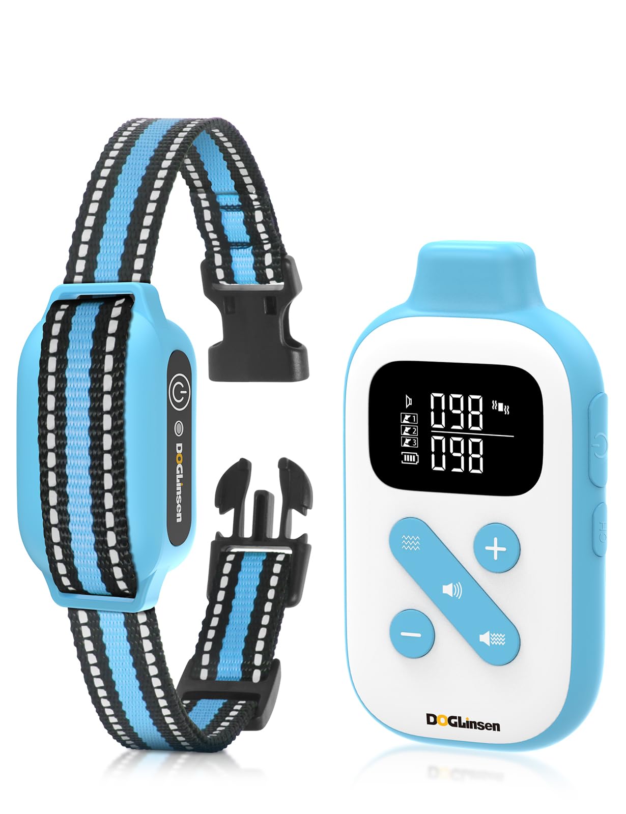 Doglinsen No Shock Dog Training Collar, Beep And Vibrating Collar With Remote 2800Ft For Small Puppy Medium Large Dogs - No Pron