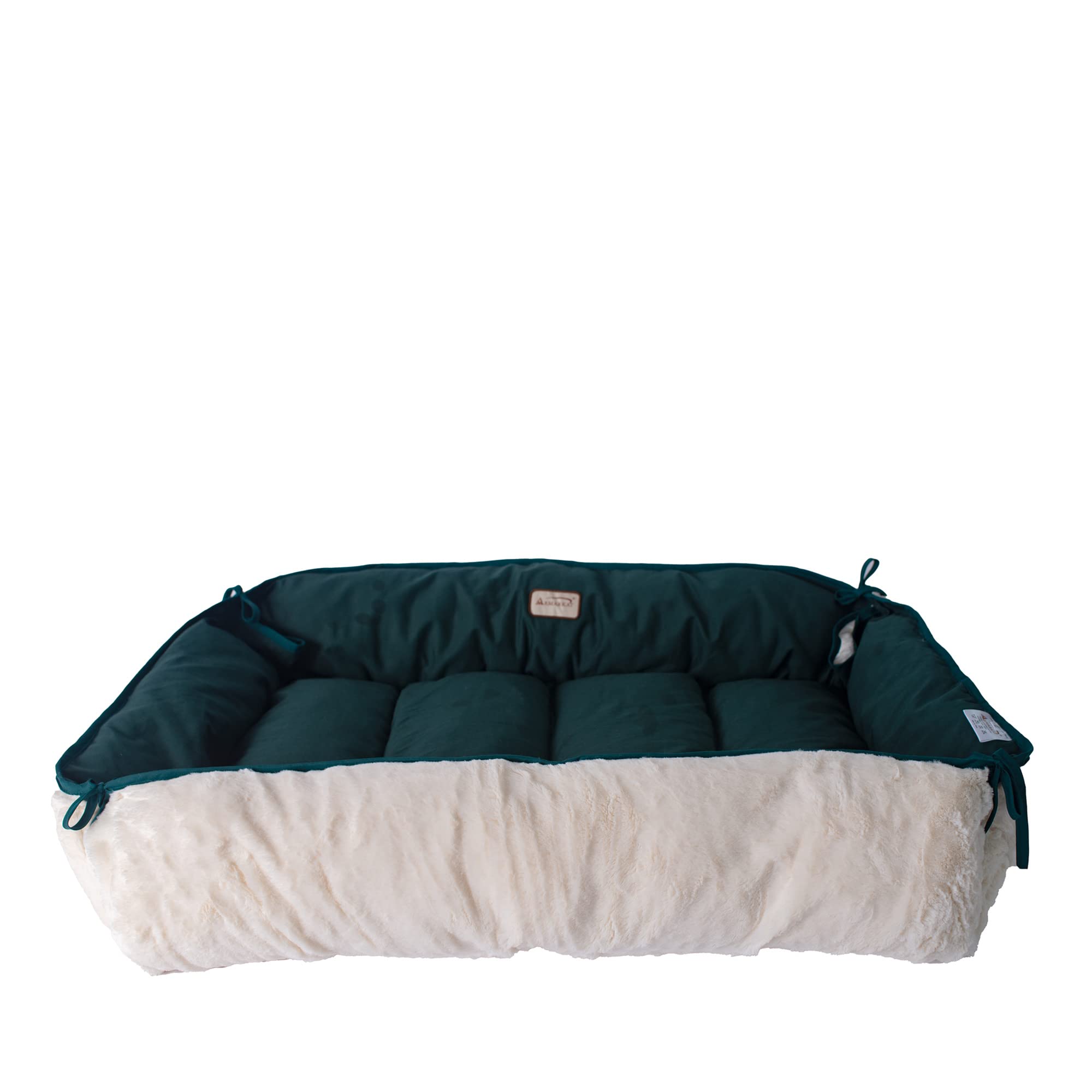 Armarkat Model D04HML/MB-L Large Laurel Green & Ivory Pet Bed and Mat, 42L x 29W x 8H, flat as mat: 51 x 40