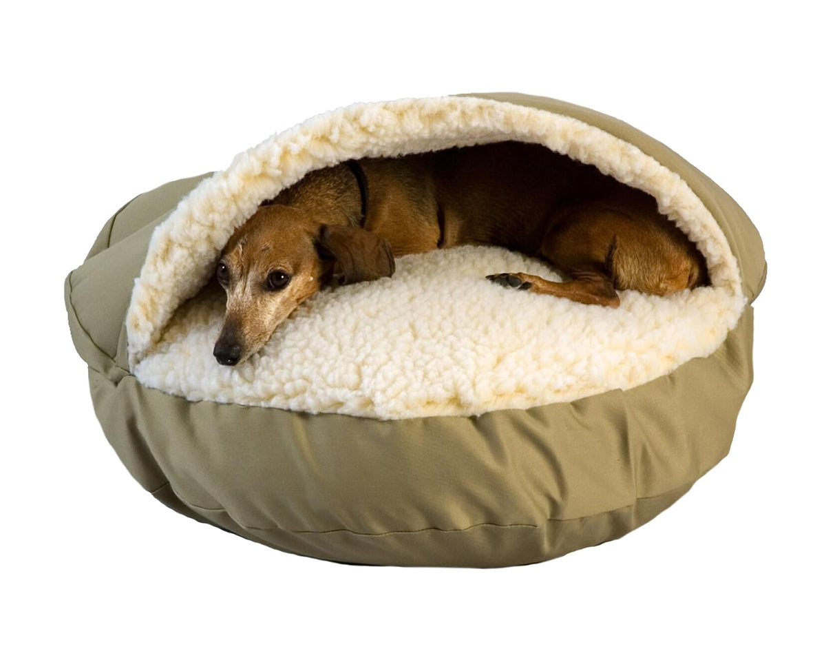 Snoozer Classic Poly-Cotton Cozy Cave Pet Bed, Large, Khaki