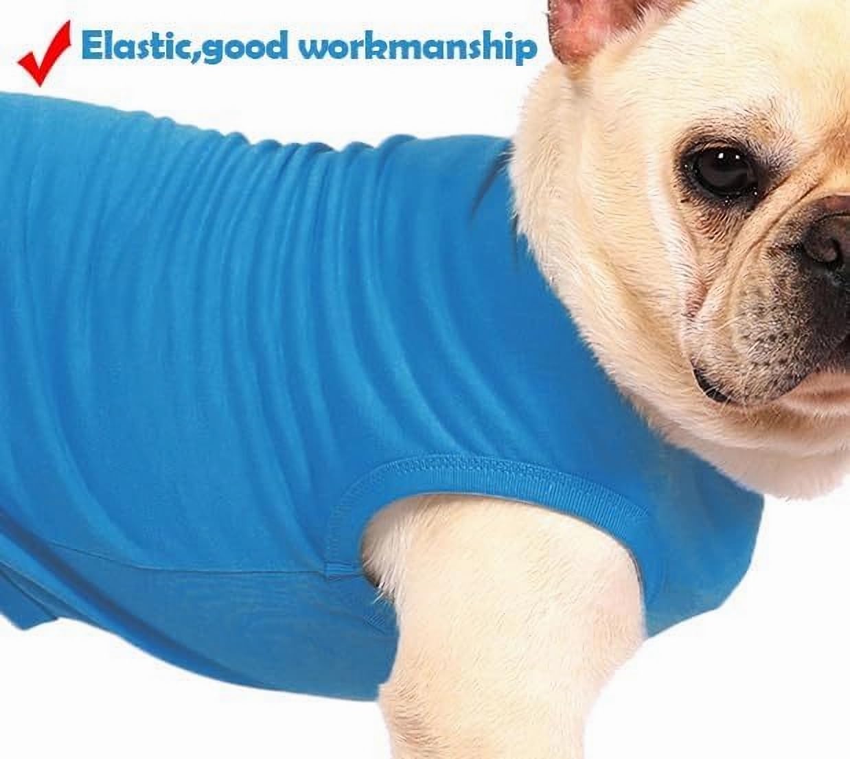 Sychien Dog Blank Blue Shirt,Boy Girl Dogs Large Tee Shirts,Plain French Bulldog T-Shirt,L Blue Royal