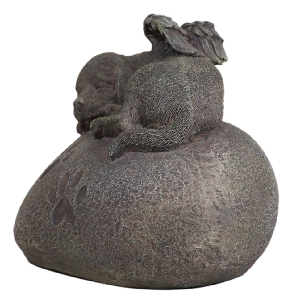 Ebros Heavenly Winged Angel Labrador Puppy Sleeping On Heart Shaped Stone With Dog Paw Prints Cremation Urn 30 Cu In Pet Memorial Resin Statue All Dogs Go To Heaven Inspirational Figurine