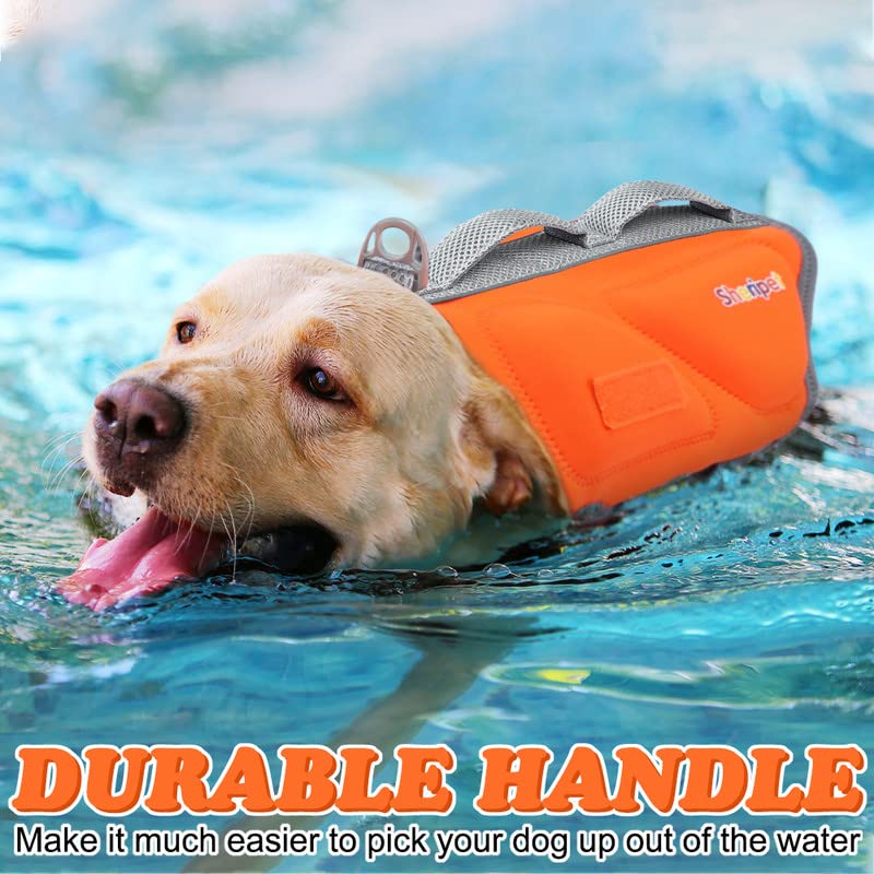 Sheripet Dog Life Jacket For Large Dogs, Dog Life Vest For Swimming With Fashion Fabric Patches, Pet Swim Vest With Reflective S