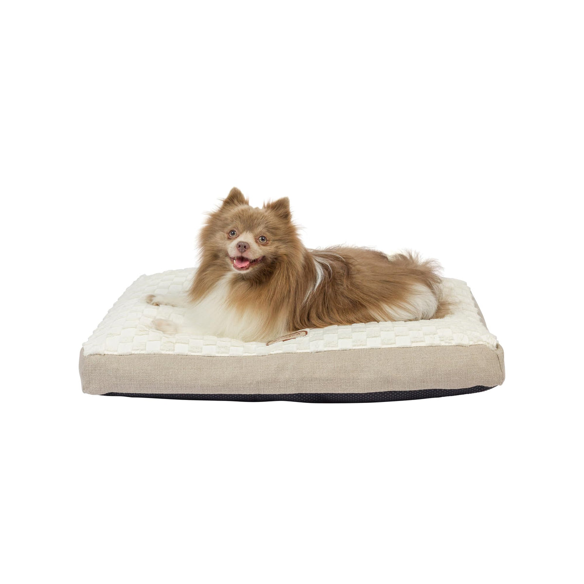 Armarkat Mat Model M12HMB/MB-M Medium with Handle, Dog Crate Mat with Poly Fill Cushion & Removable Cover, Beige/White