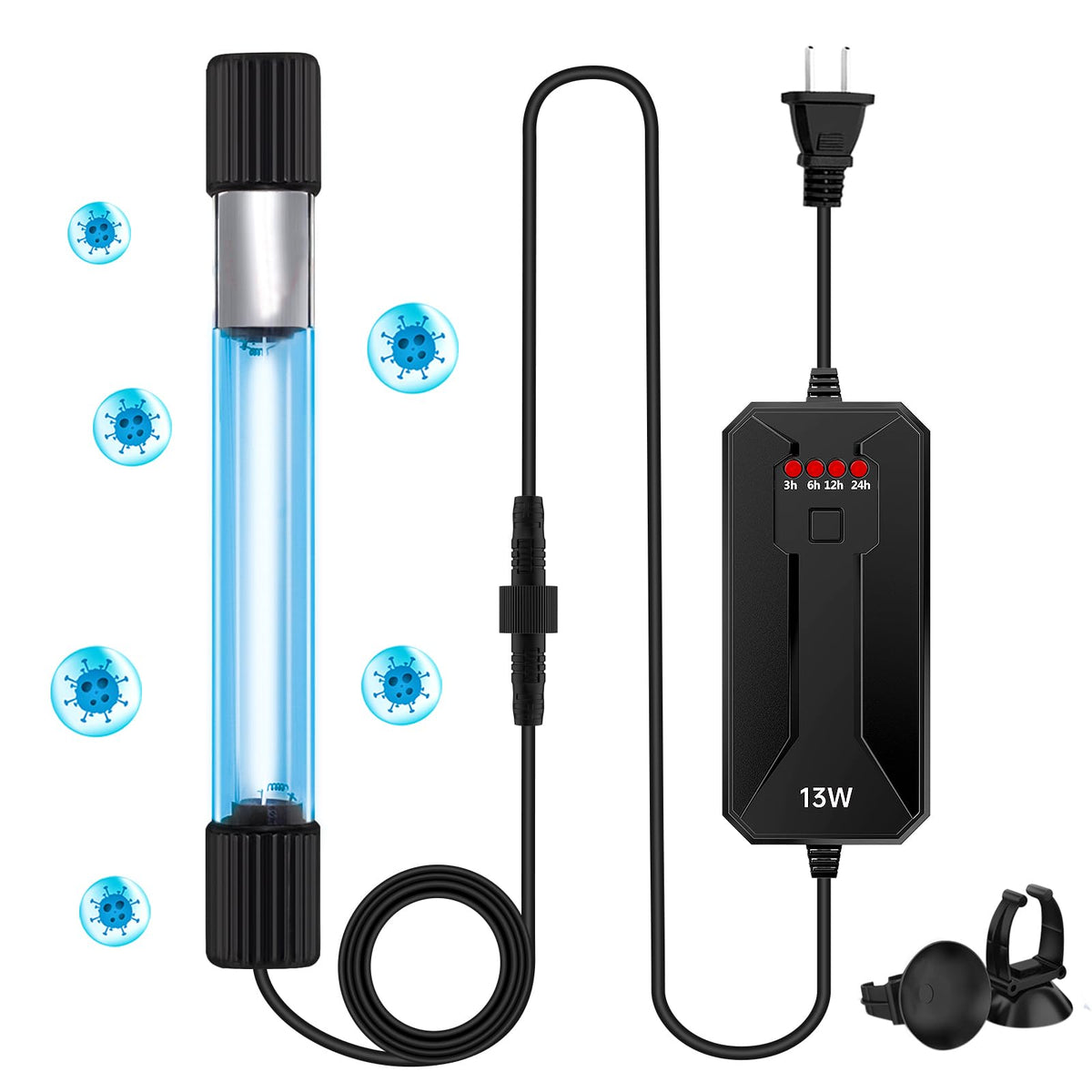 Aquarium Clean Light,9W & 11W Aquarium Algae Bloom Clean Light With Timer,Submersible Waterproof Lamp For Fish Tank Pond,Water C