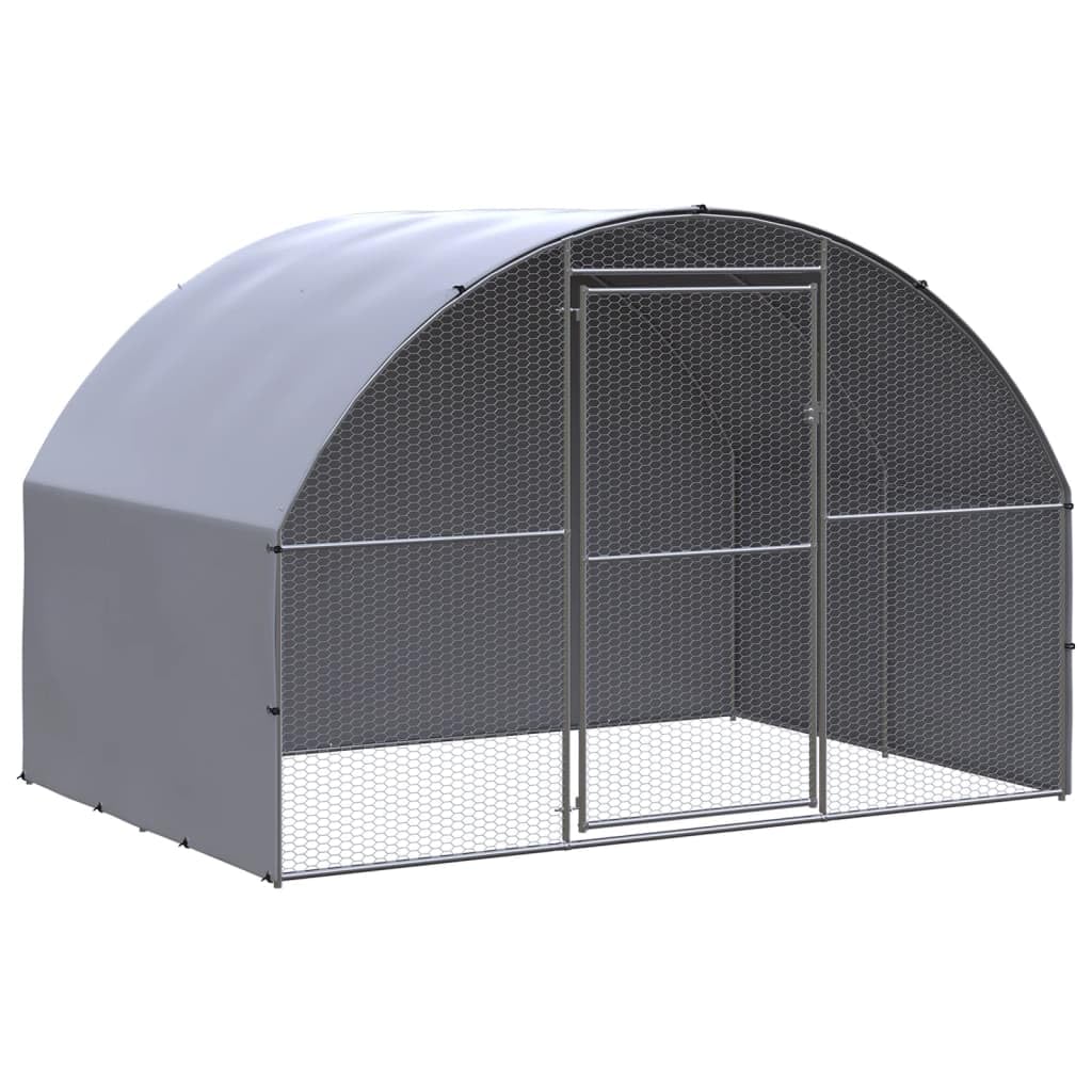 vidaXL Galvanized Steel Outdoor Chicken Coop - Spacious and Durable Poultry Enclosure with Water-Resistant Roof, 9.8x6.6x6.6 