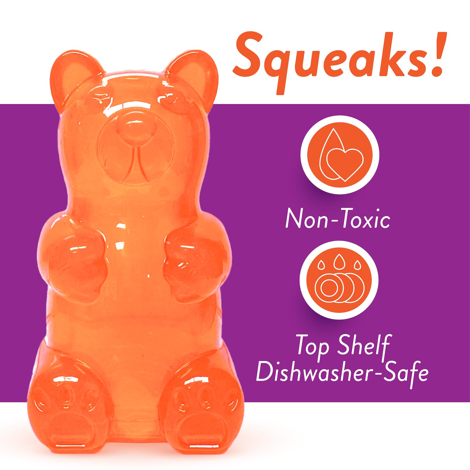 Spunky pup Spunky Bear Interactive Squeaky Dog Toys - Gummy Bear Shape, Crazy Bounce, Dishwasher-Safe, Assorted Neon Colors- Sma