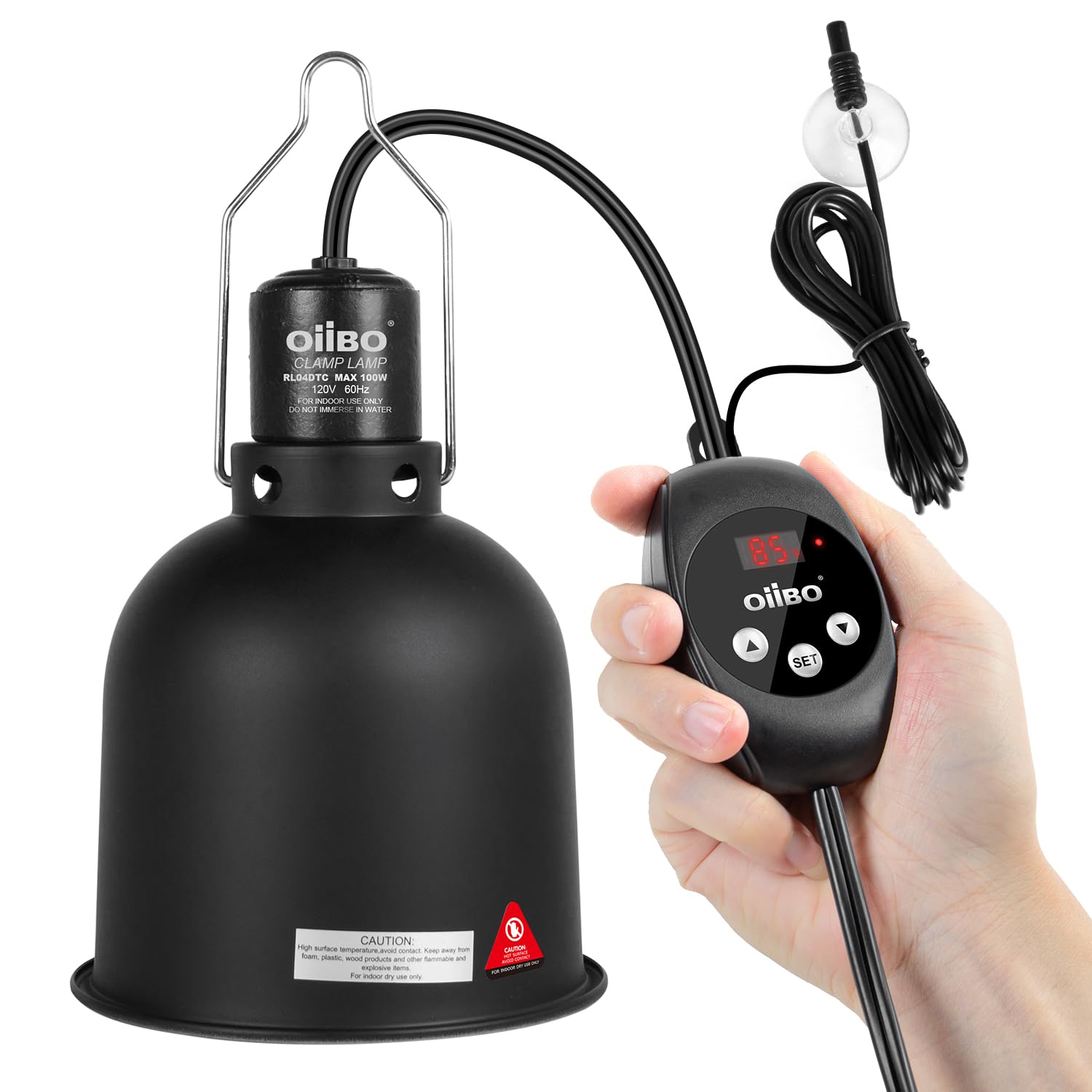 Oiibo Reptile Light Fixture With Dimming Thermostat, 5.5 Inch Deep Dome Lamp Fixture, Pid Temperature Controller For Reptile Hea