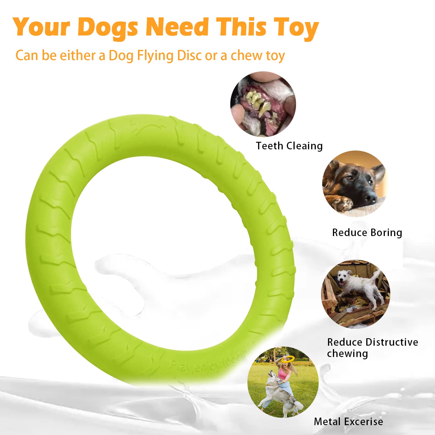 Dlder Large Dog Durable Indestructible Floating Flying Disc Ring Toys For Chewers,Pool Swimming,Throwing,Catching,Grabbing Pitch
