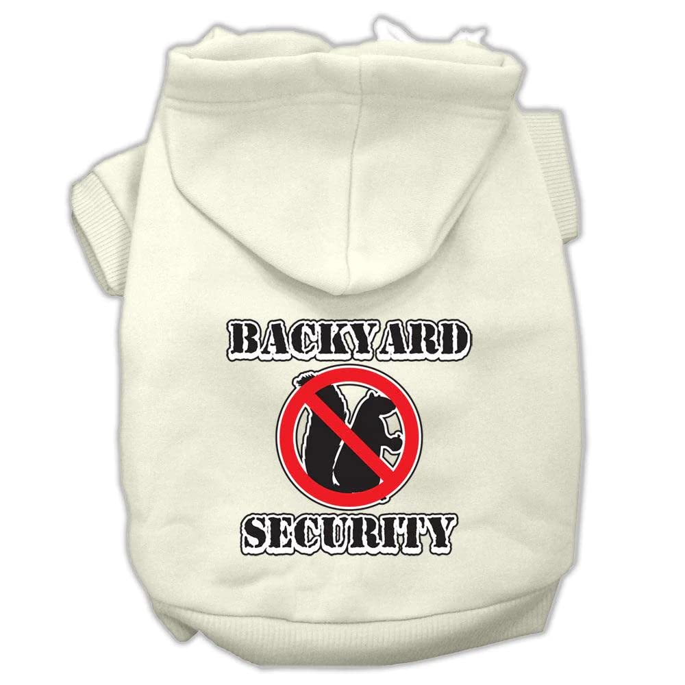 Pet, Dog & Cat Hoodie Screen Printed, 'Backyard Security' Blue Xs (0-3 Lbs.)