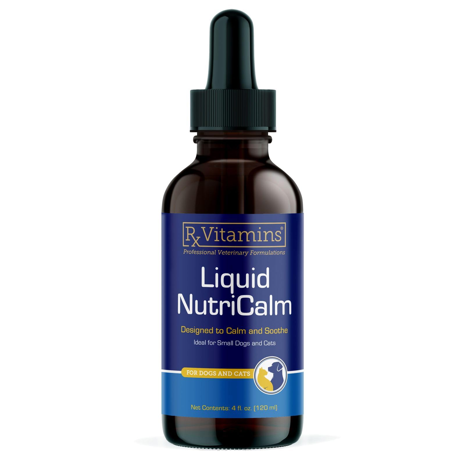 Rx Vitamins Liquid NutriCalm Cat & Small Dog Anxiety Relief - Sleep Aid - Calming Supplement - Dog Bark Control & Stress Relief 